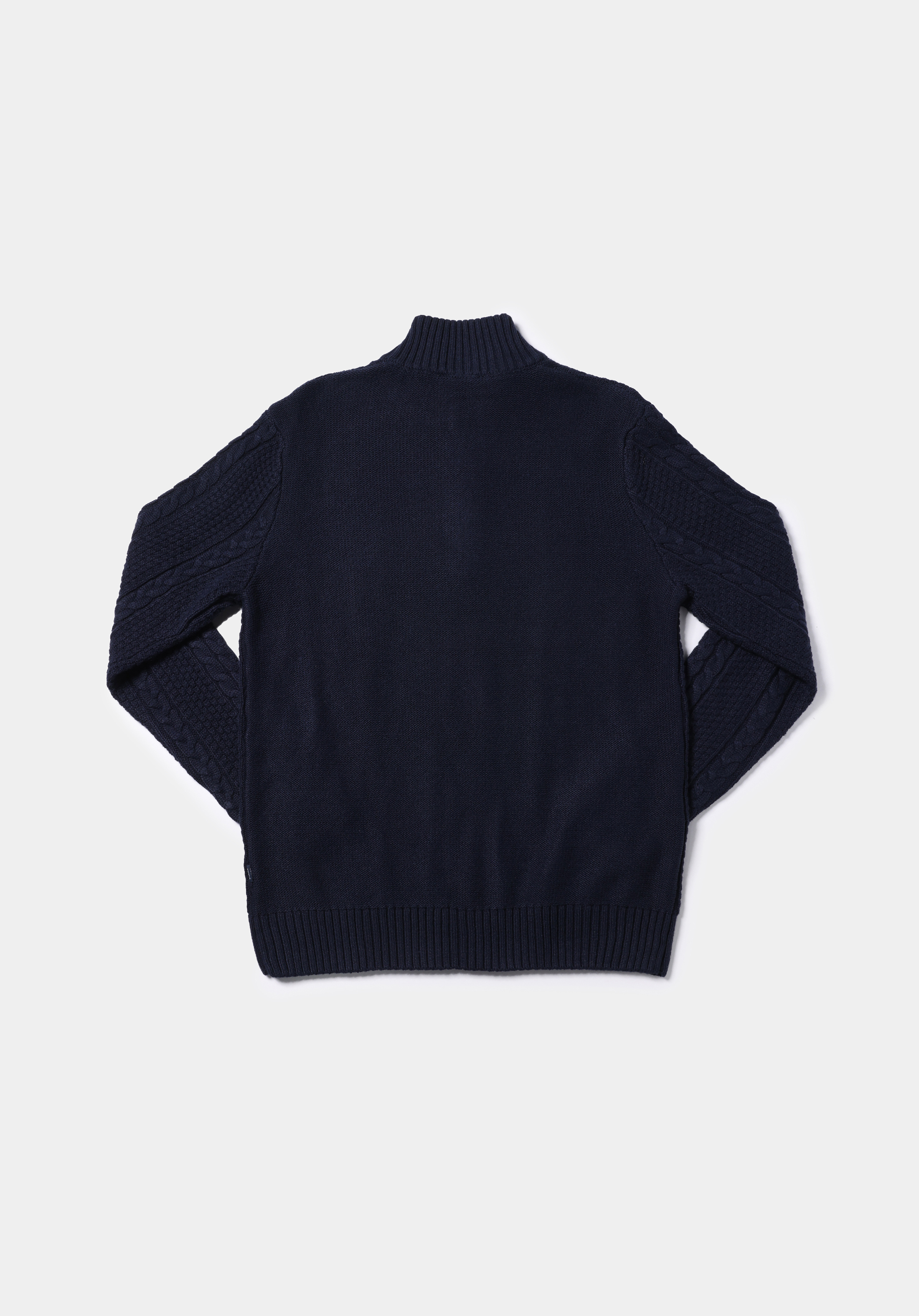 Regular Fit Dik Yaka Jakarlı Erkek Lacivert Kazak