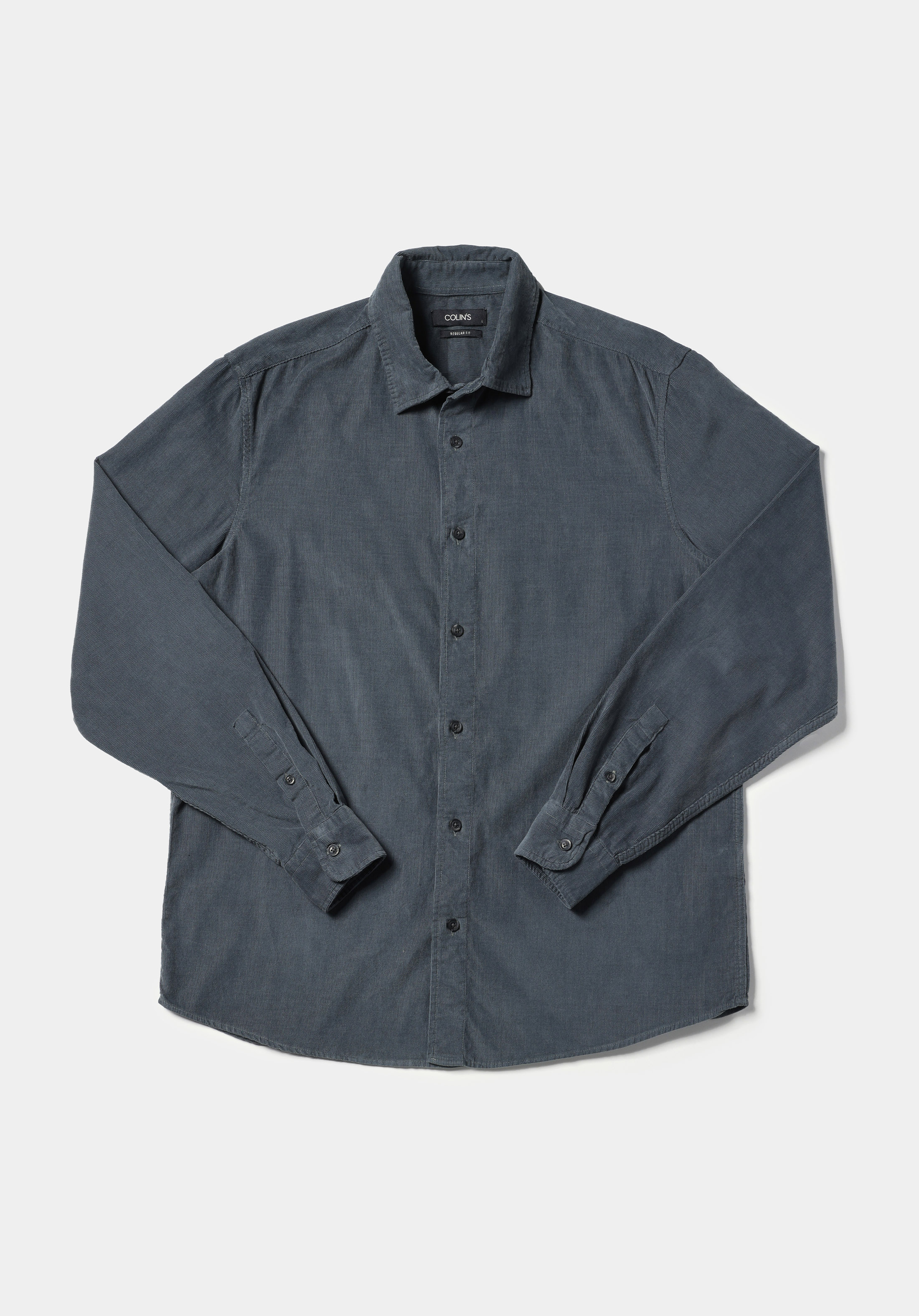 Regular Fit Shirt Neck Düz Erkek Yeşil Uzun Kol Gömlek