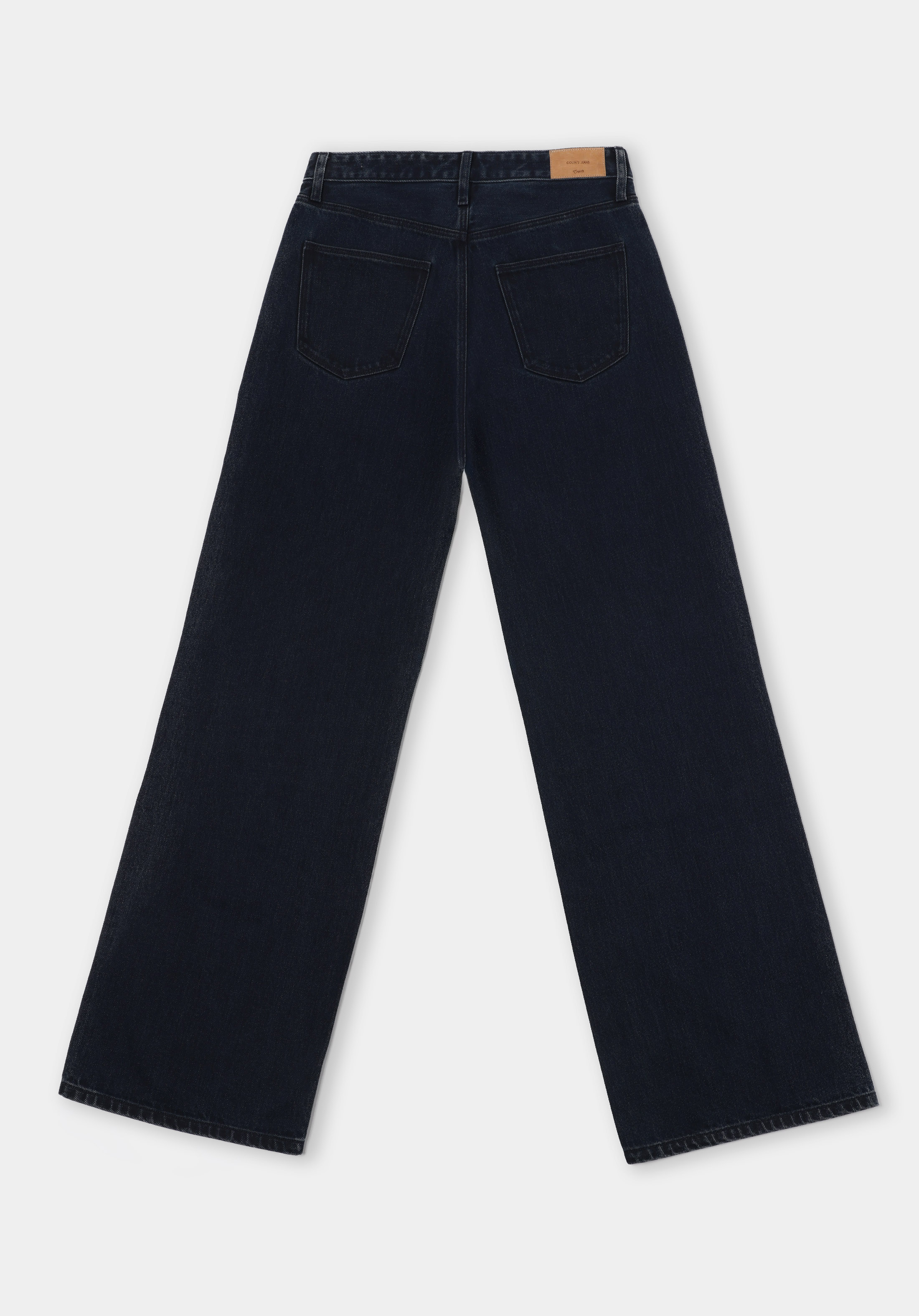 Regular Fit Yüksek Bel Geniş Paça Kadın Koyu İndigo Jean Pantolon