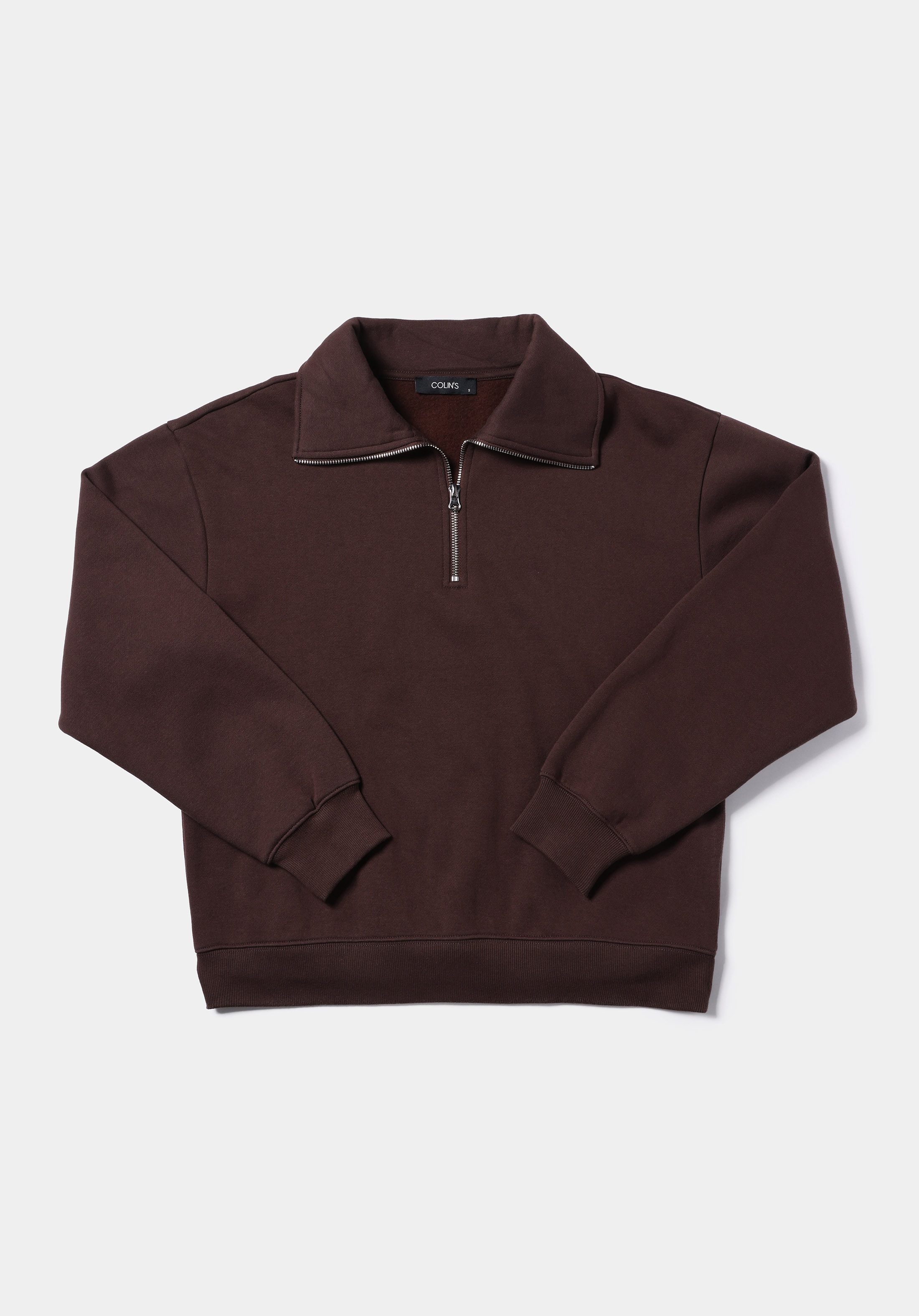 Regular Fit Fermuarlı Nakışlı Kadın Kahverengi Sweatshirt