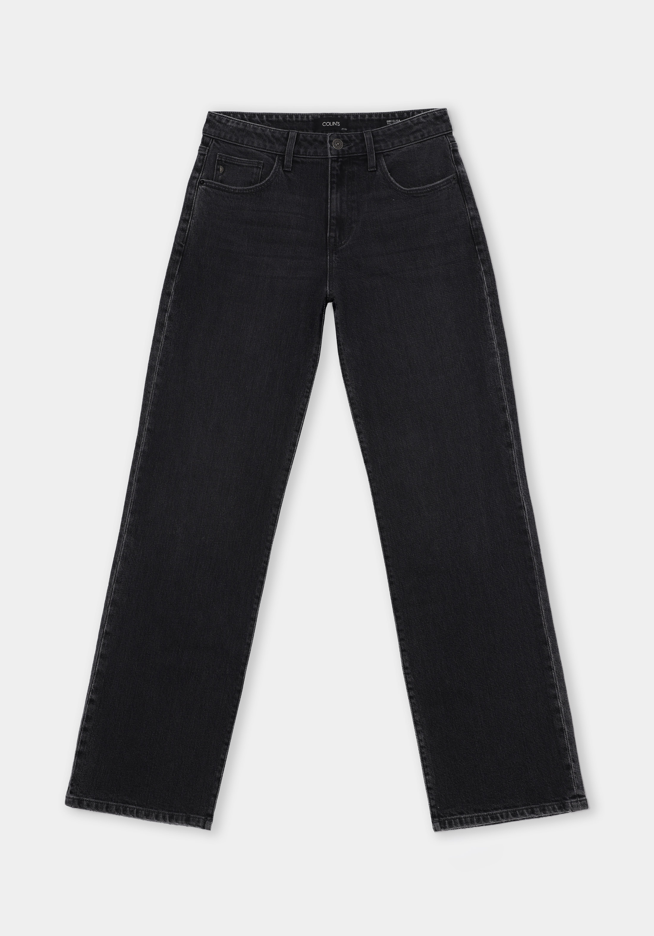 Straight Fit Orta Bel Tam Boy Paça Kadın Siyah Jean Pantolon