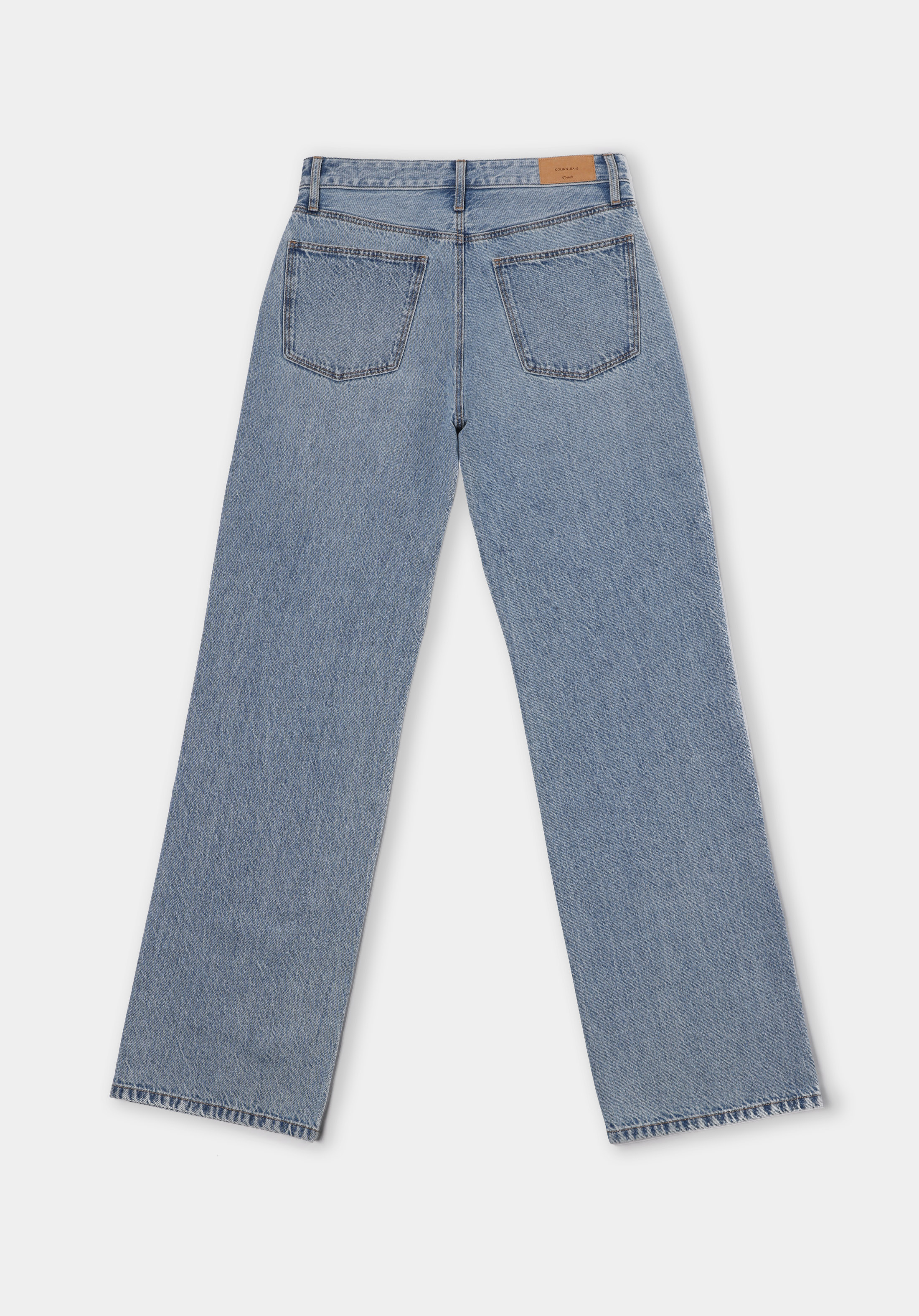 Straight Fit Orta Bel Tam Boy Paça Kadın İndigo Jean Pantolon