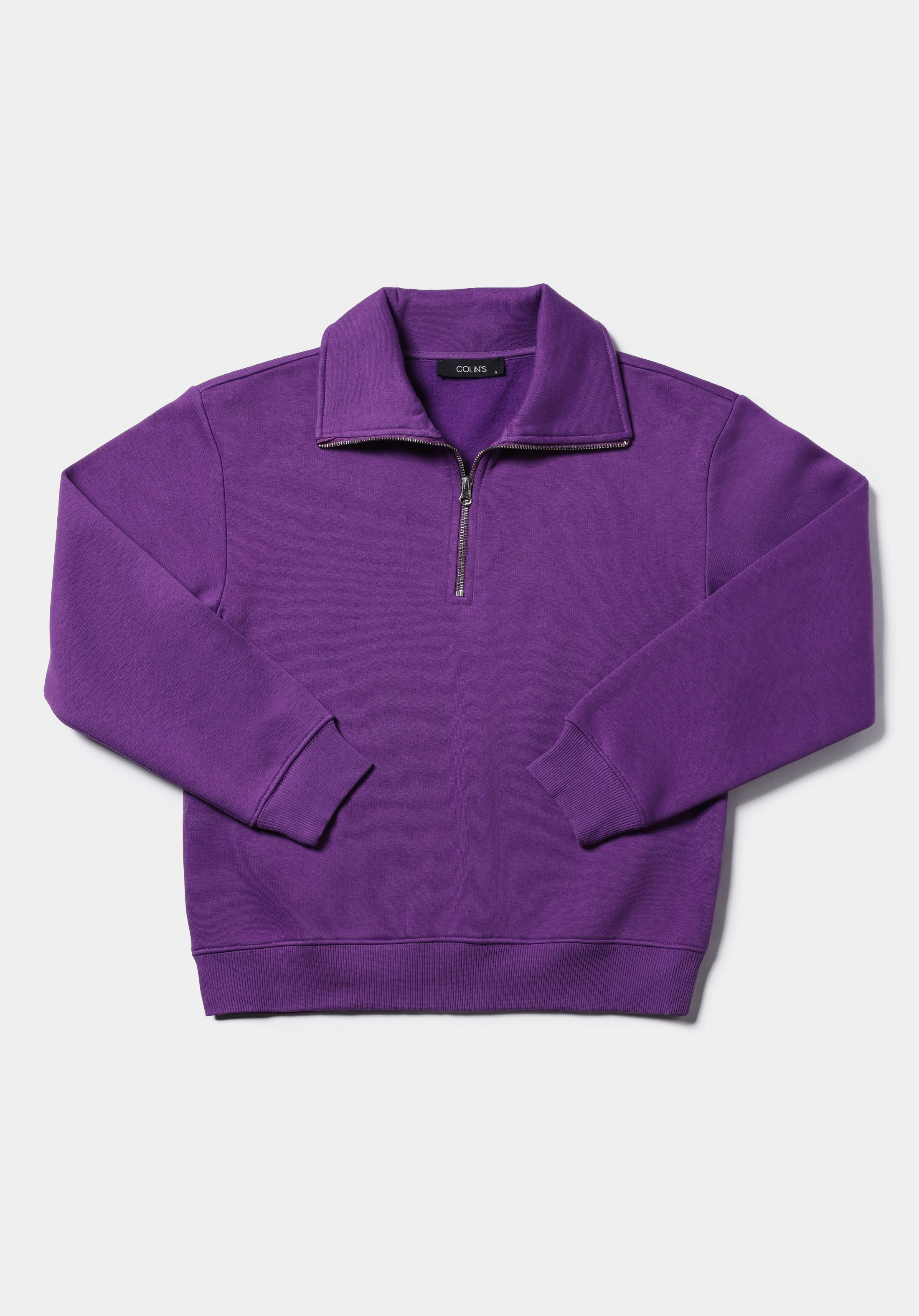 Regular Fit Fermuarlı Nakışlı Kadın Mor Sweatshirt