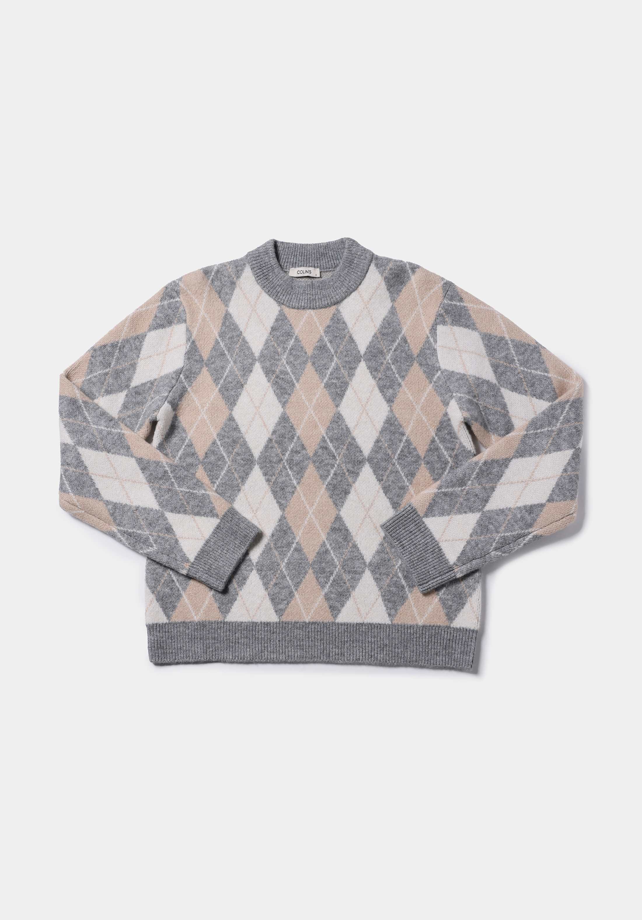 Regular Fit Yuvarlak Yaka Baskılı Kadın Gri Kazak