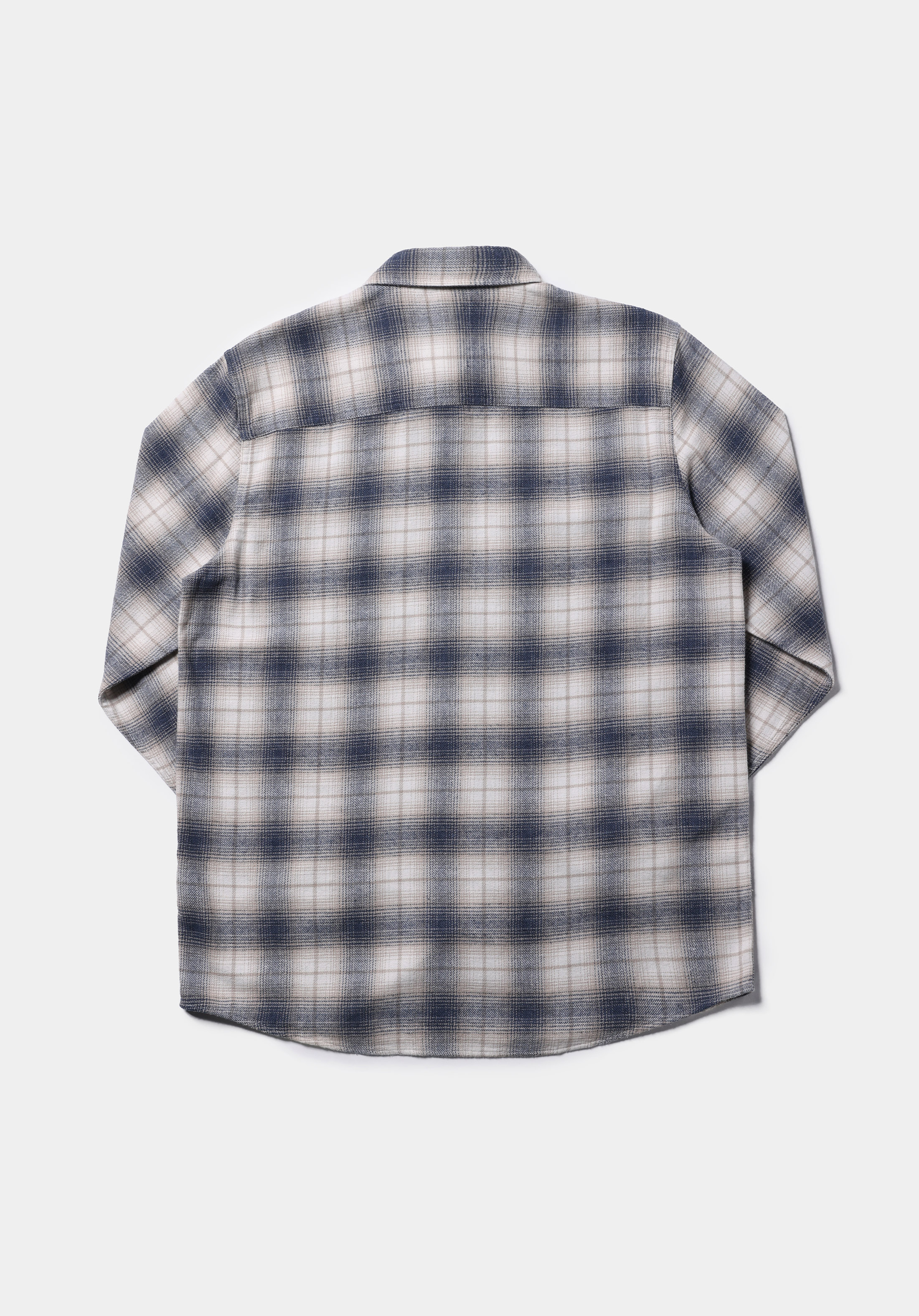 Comfort Fit Shirt Neck Ekoseli Erkek Mavi Uzun Kol Gömlek