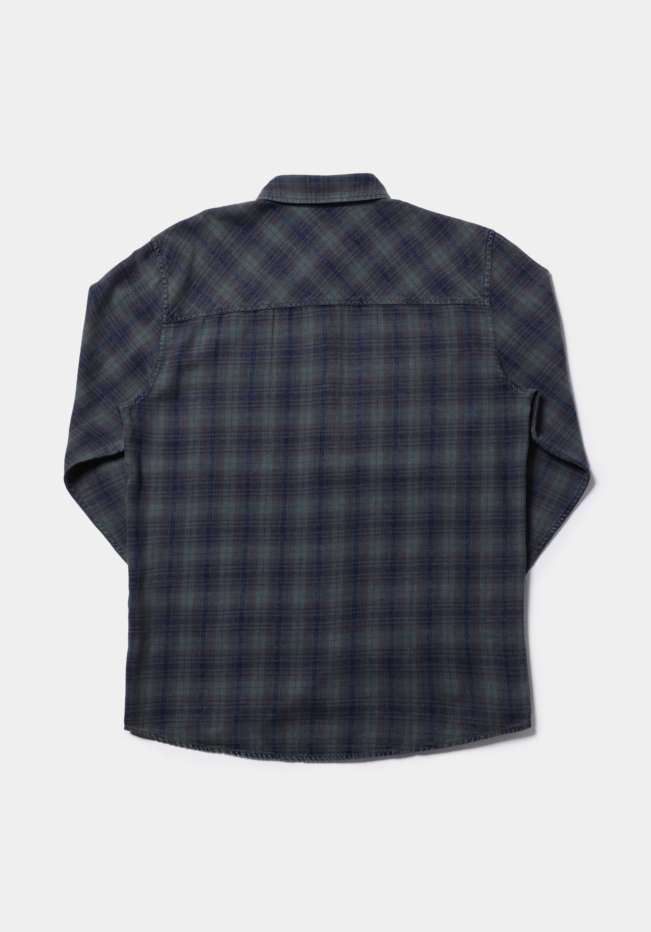 Regular Fit Shirt Neck Ekoseli Erkek Yeşil Uzun Kol Gömlek