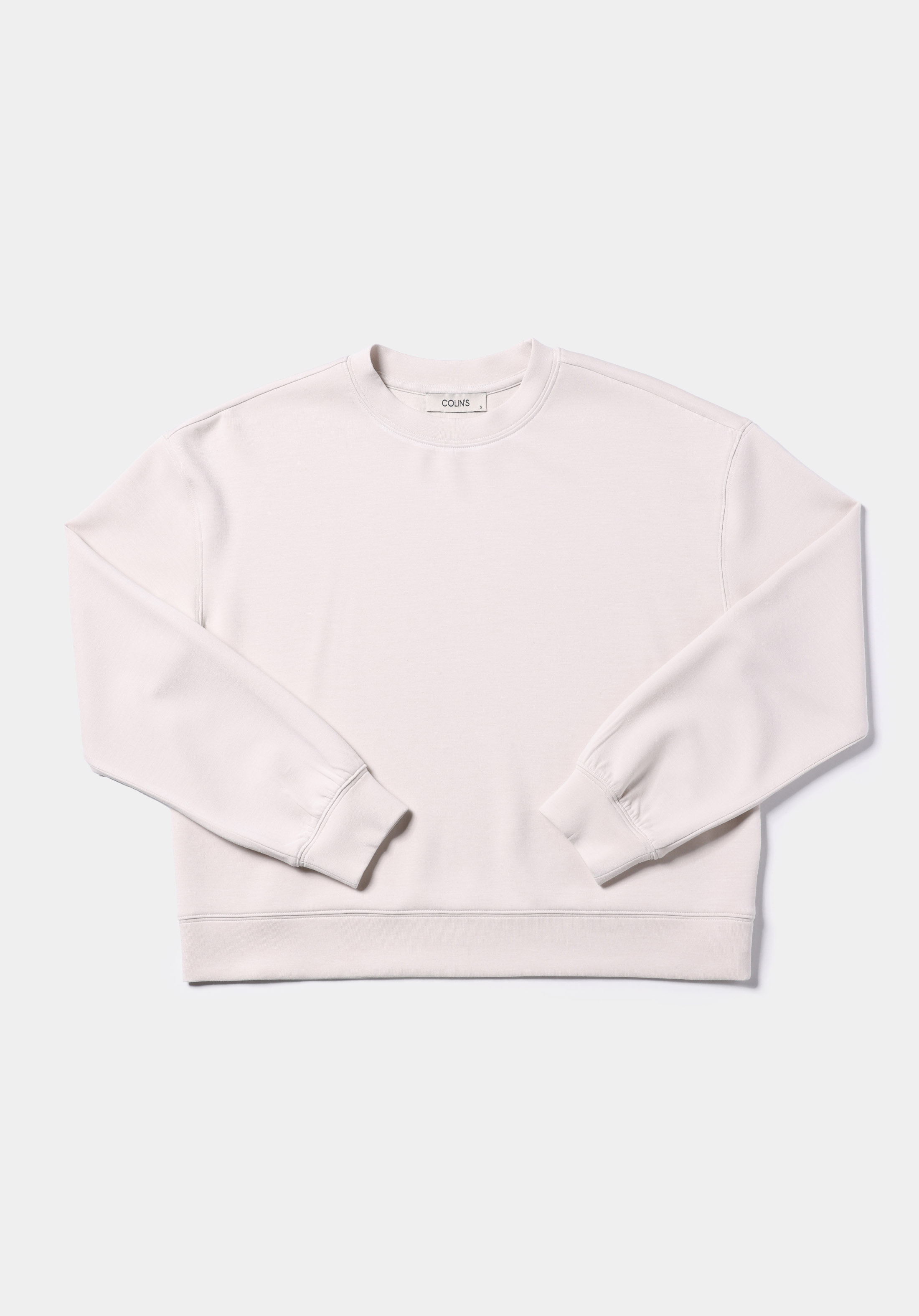 Regular Fit Yuvarlak Yaka Düz Kadın Ekru Sweatshirt