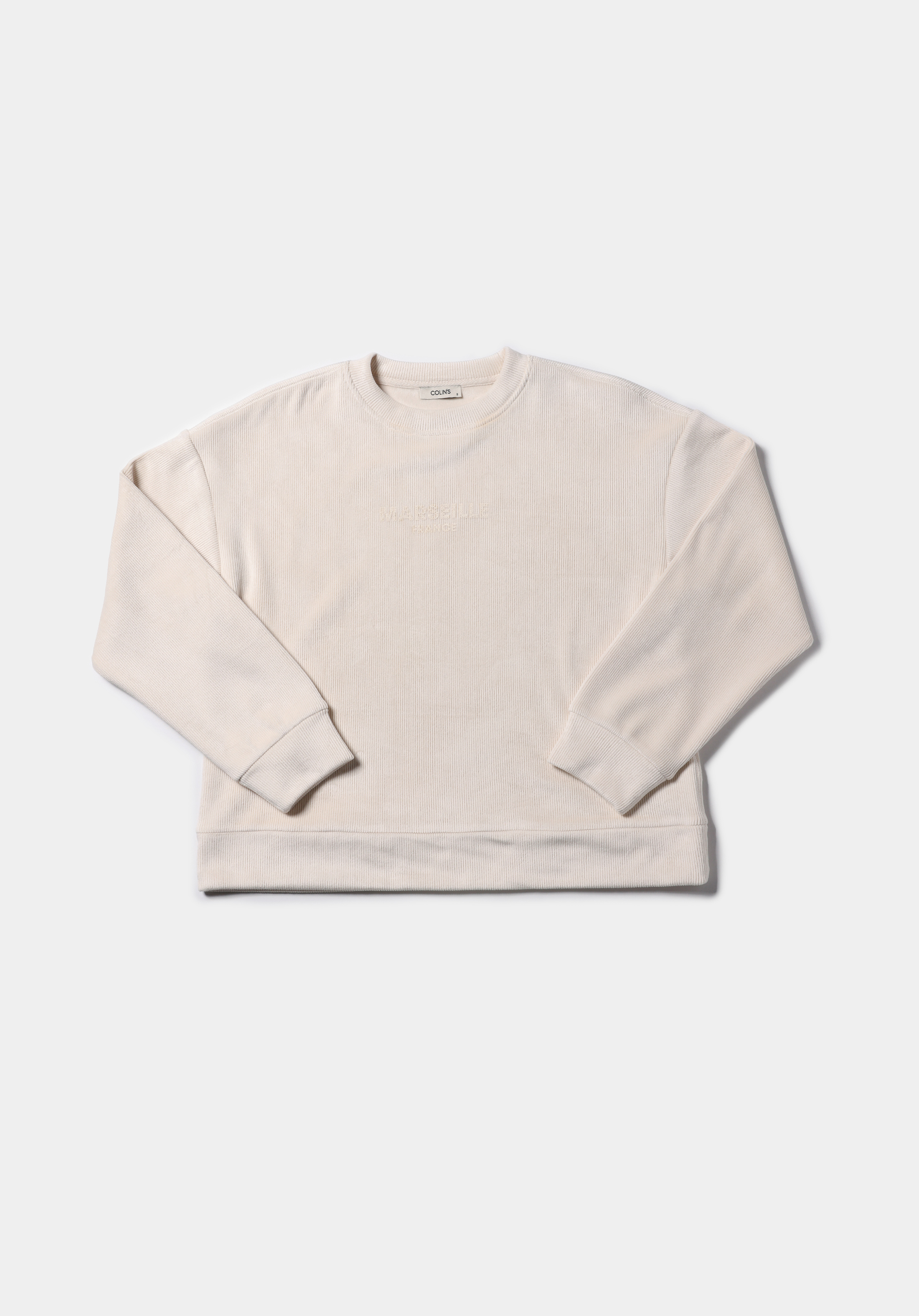 Regular Fit Yuvarlak Yaka Sloganlı Kadın Ekru Sweatshirt