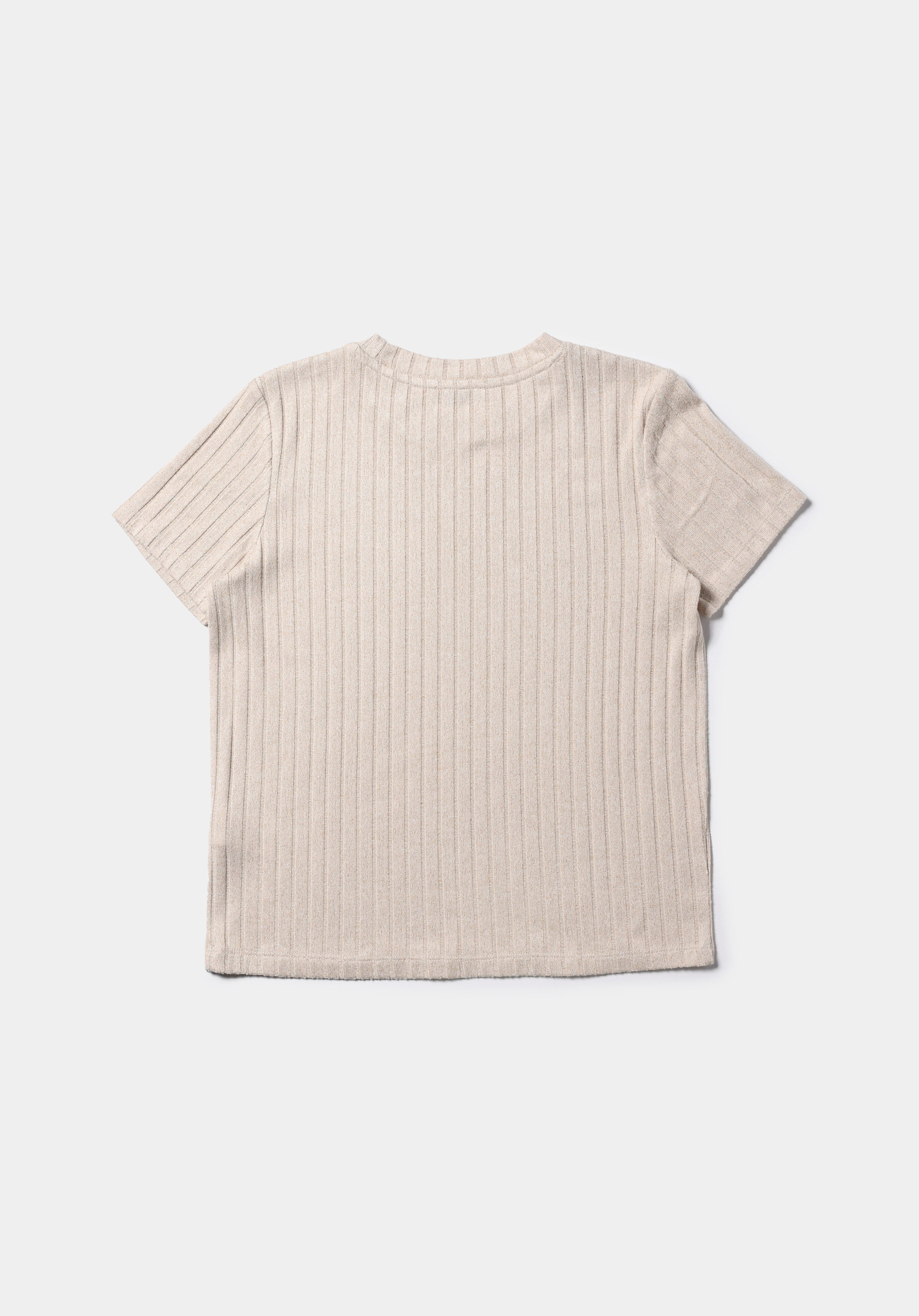 Regular Fit Yuvarlak Yaka Düz Kadın Bej Kısa Kol Tişört
