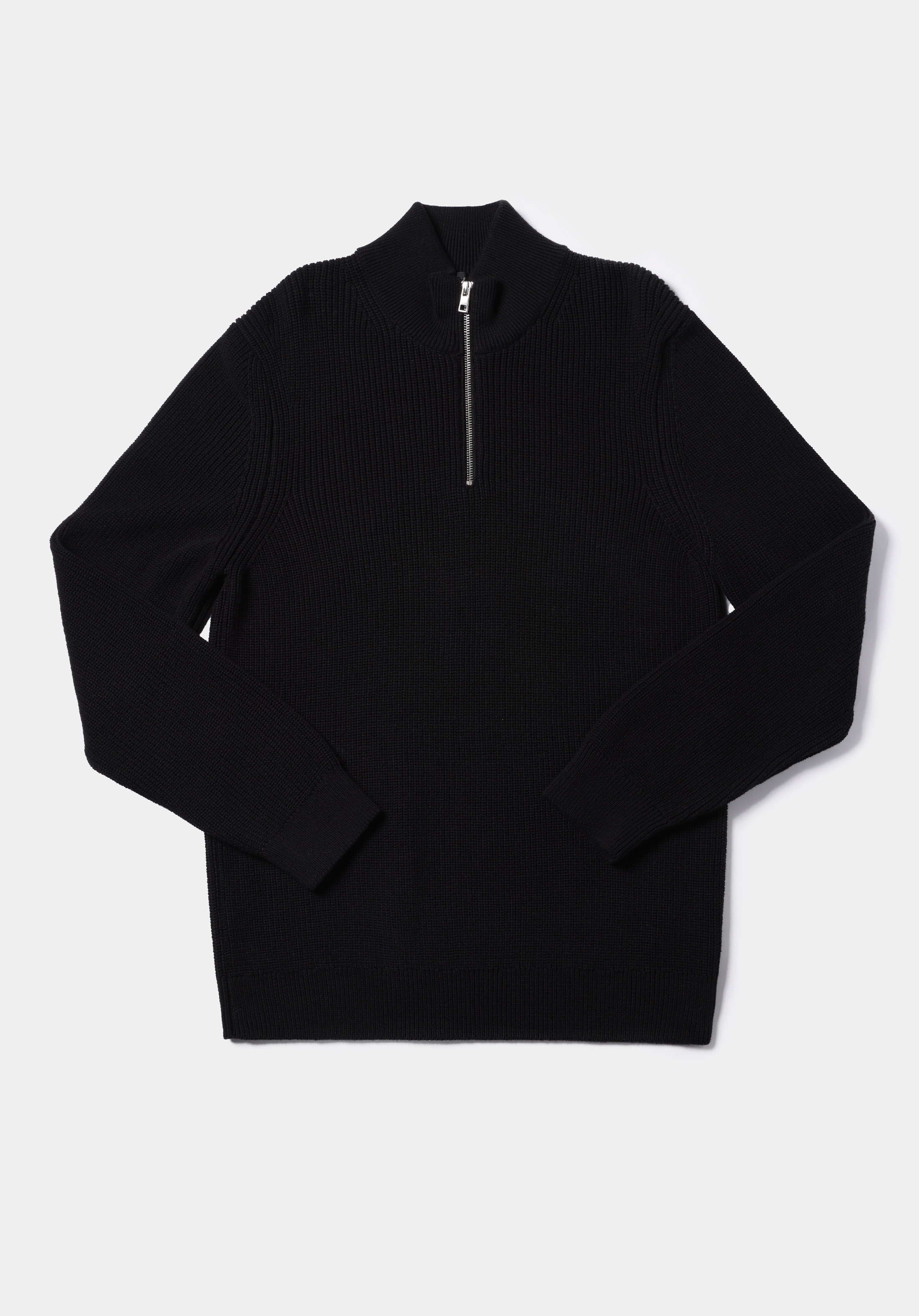 Regular Fit High Neck Jakarlı Erkek Siyah Kazak