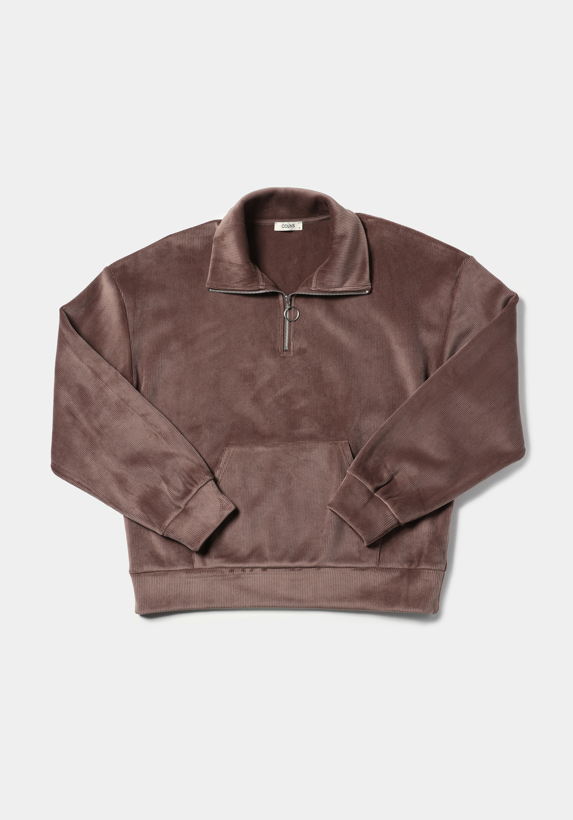 Regular Fit Polo Yaka Nakışlı Kadın Kahverengi Sweatshirt