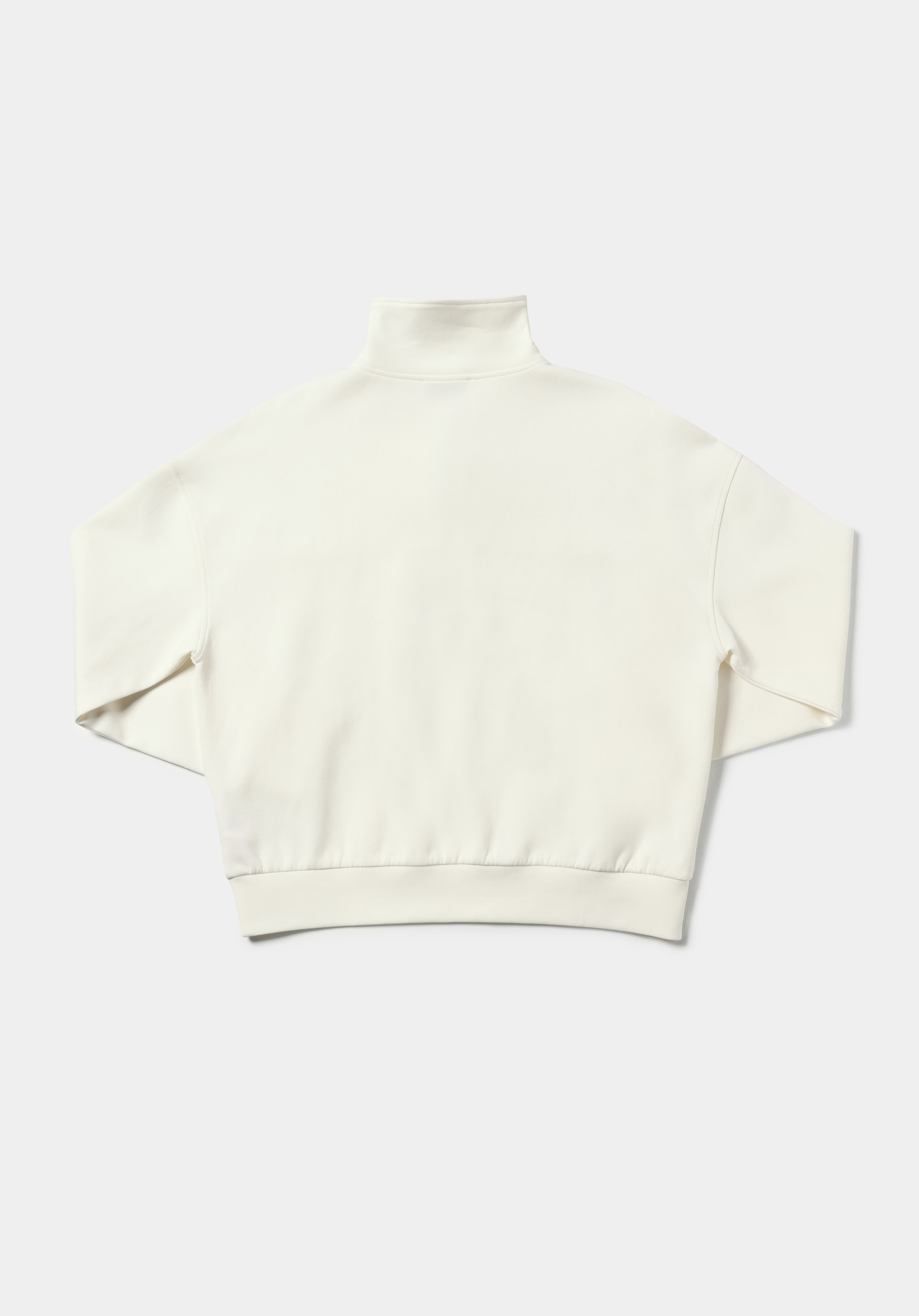 Regular Fit Fermuarlı Düz Kadın Beyaz Sweatshirt