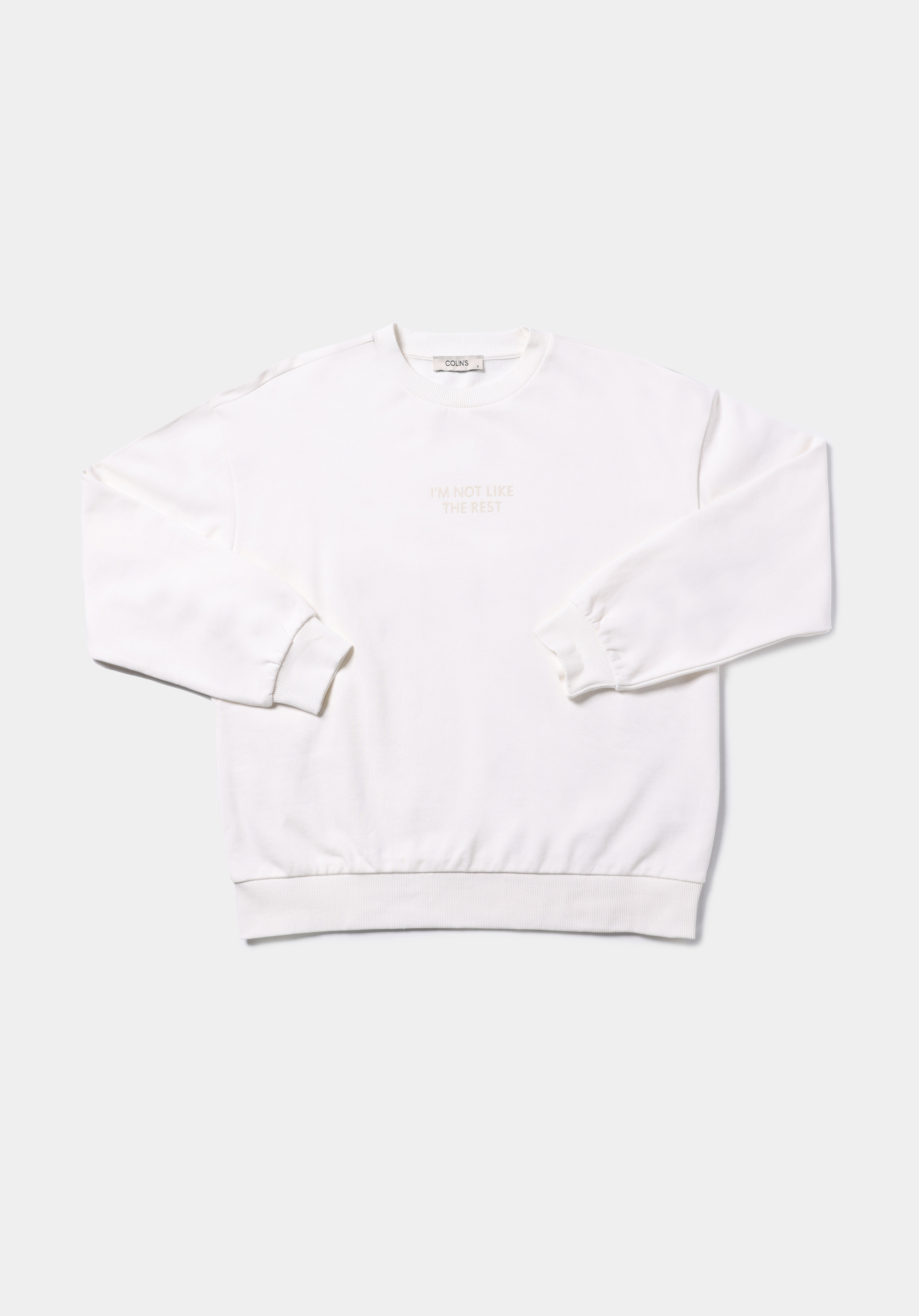 Regular Fit Yuvarlak Yaka Baskılı Kadın Beyaz Sweatshirt