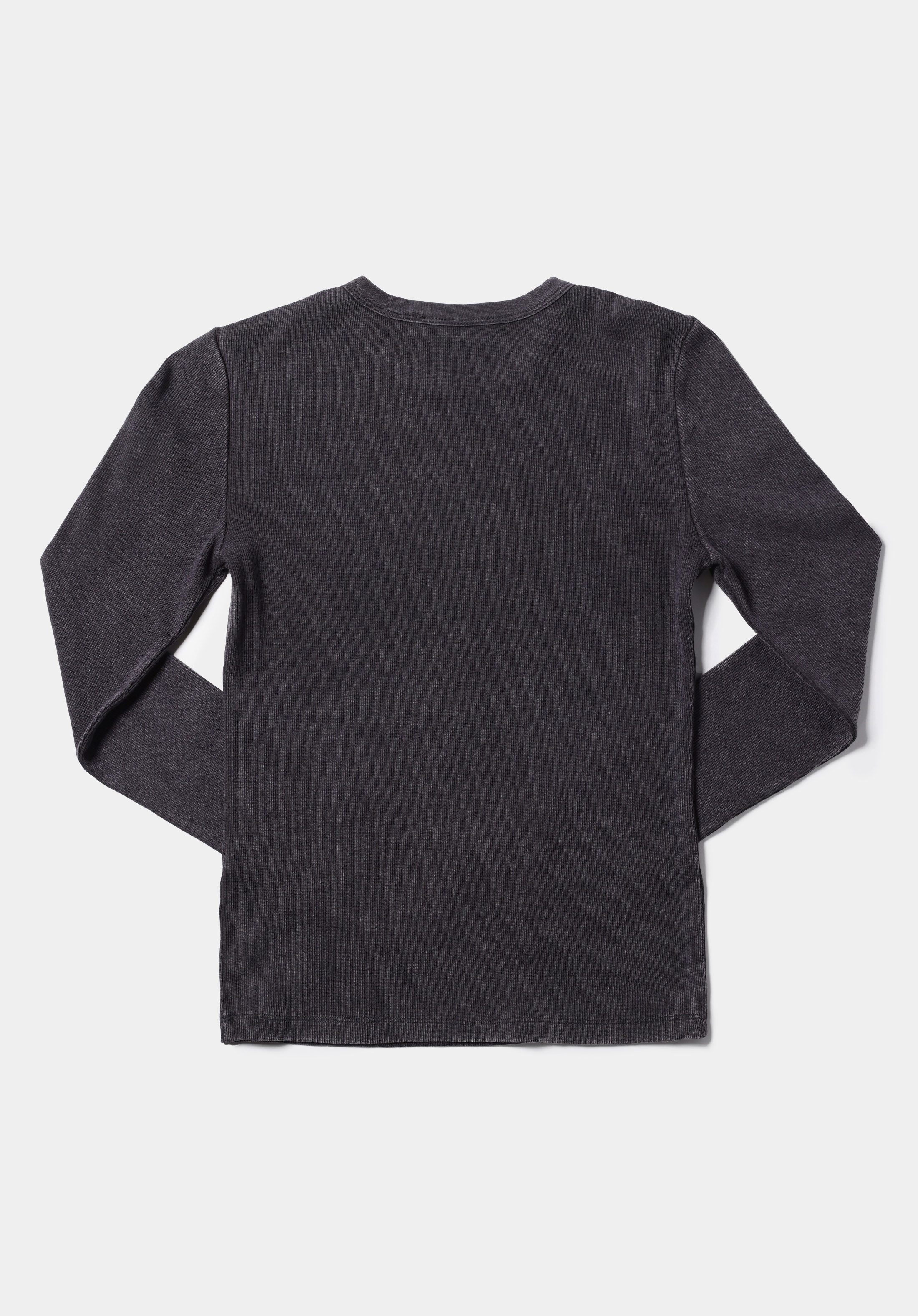 Slim Fit Yuvarlak Yaka Düz Kadın Antrasit Uzun Kol Tişört