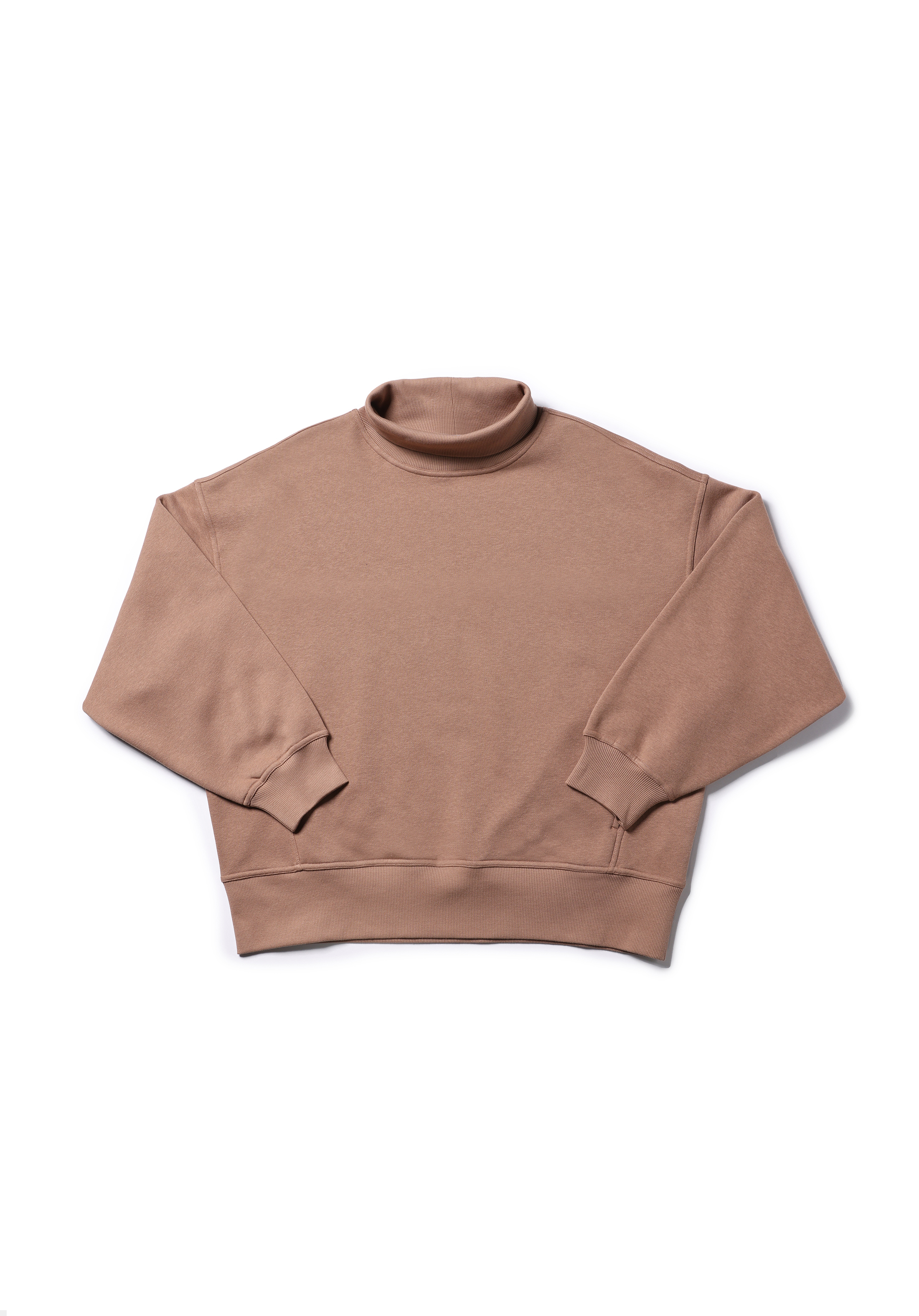 Relax Fit Dik Yaka Düz Kadın Bej Sweatshirt