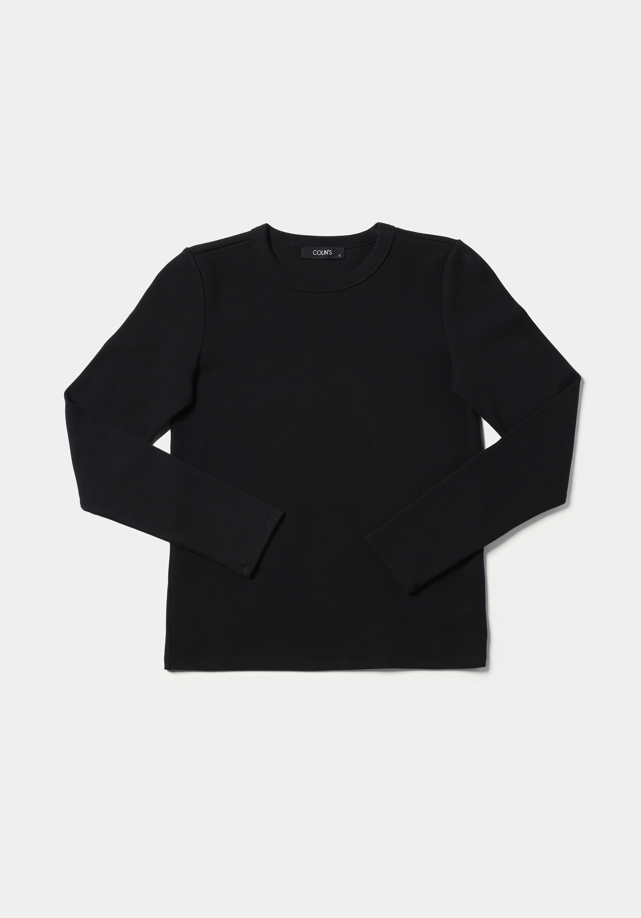 Slim Fit Yuvarlak Yaka Düz Kadın Siyah Uzun Kol Tişört
