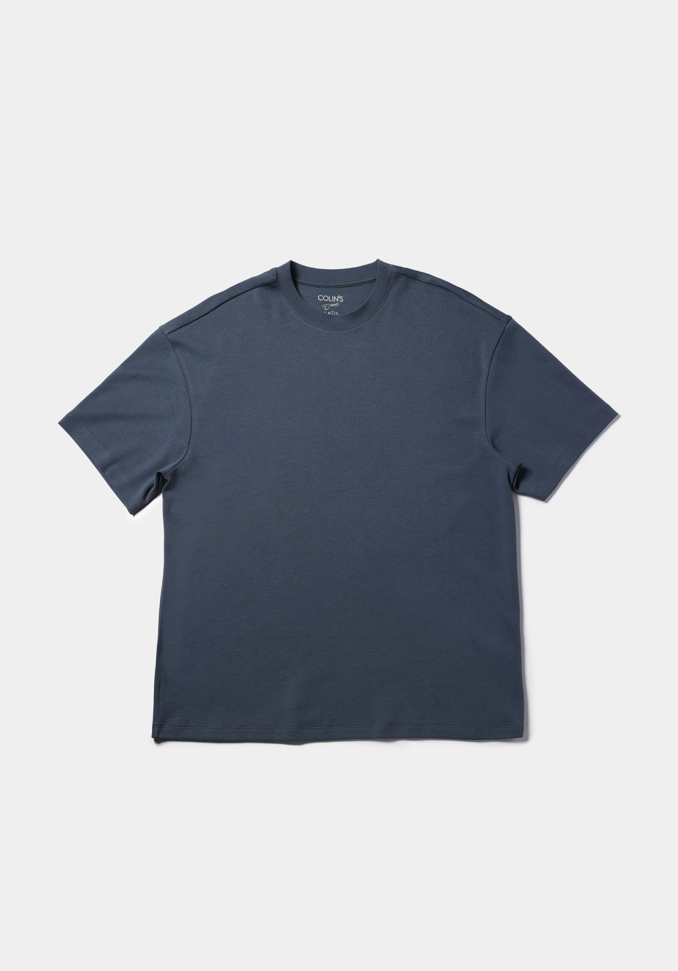 Oversize Fit Yuvarlak Yaka Düz Erkek Mavi Kısa Kol Tişört