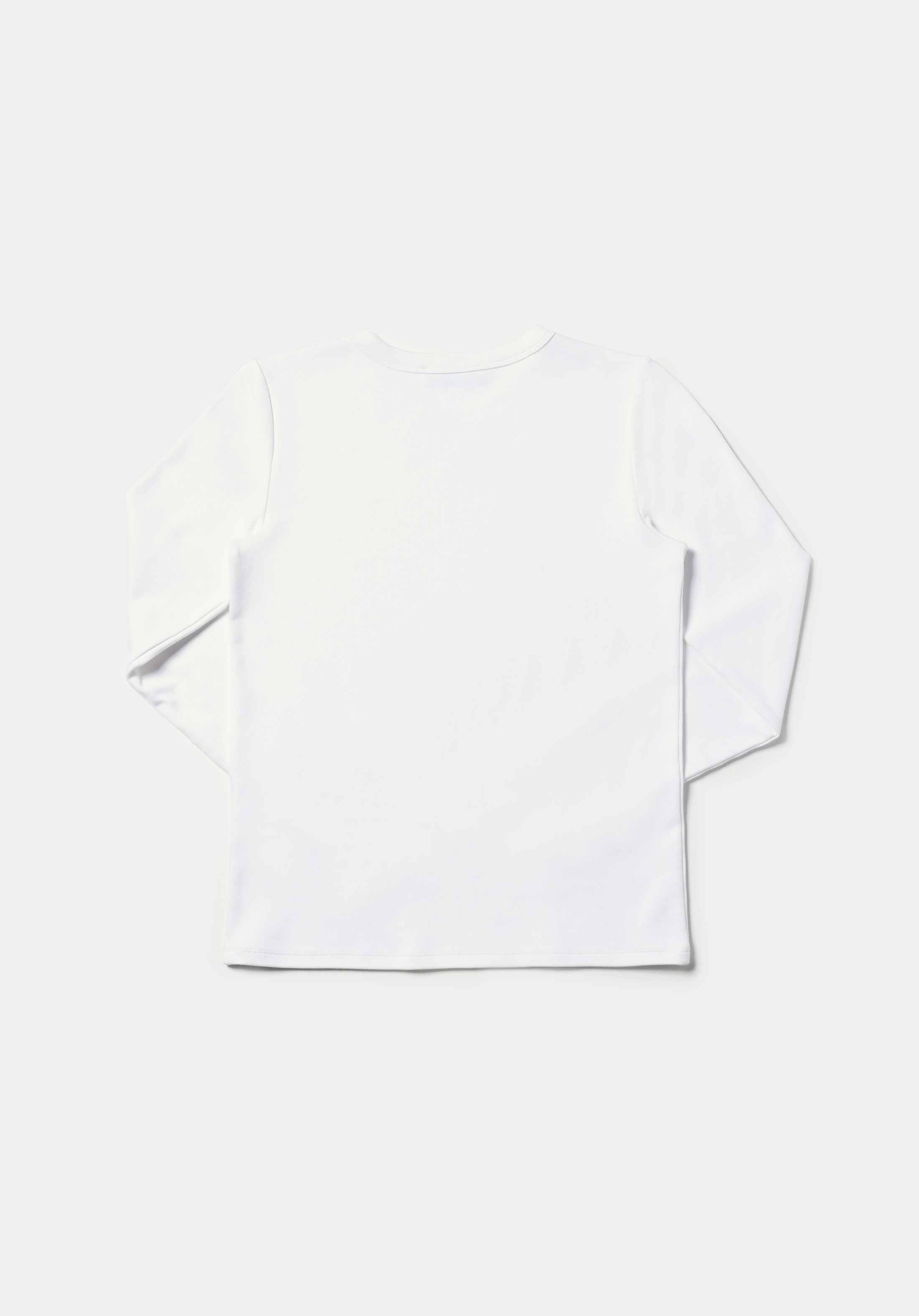 Slim Fit Yuvarlak Yaka Düz Kadın Beyaz Uzun Kol Tişört