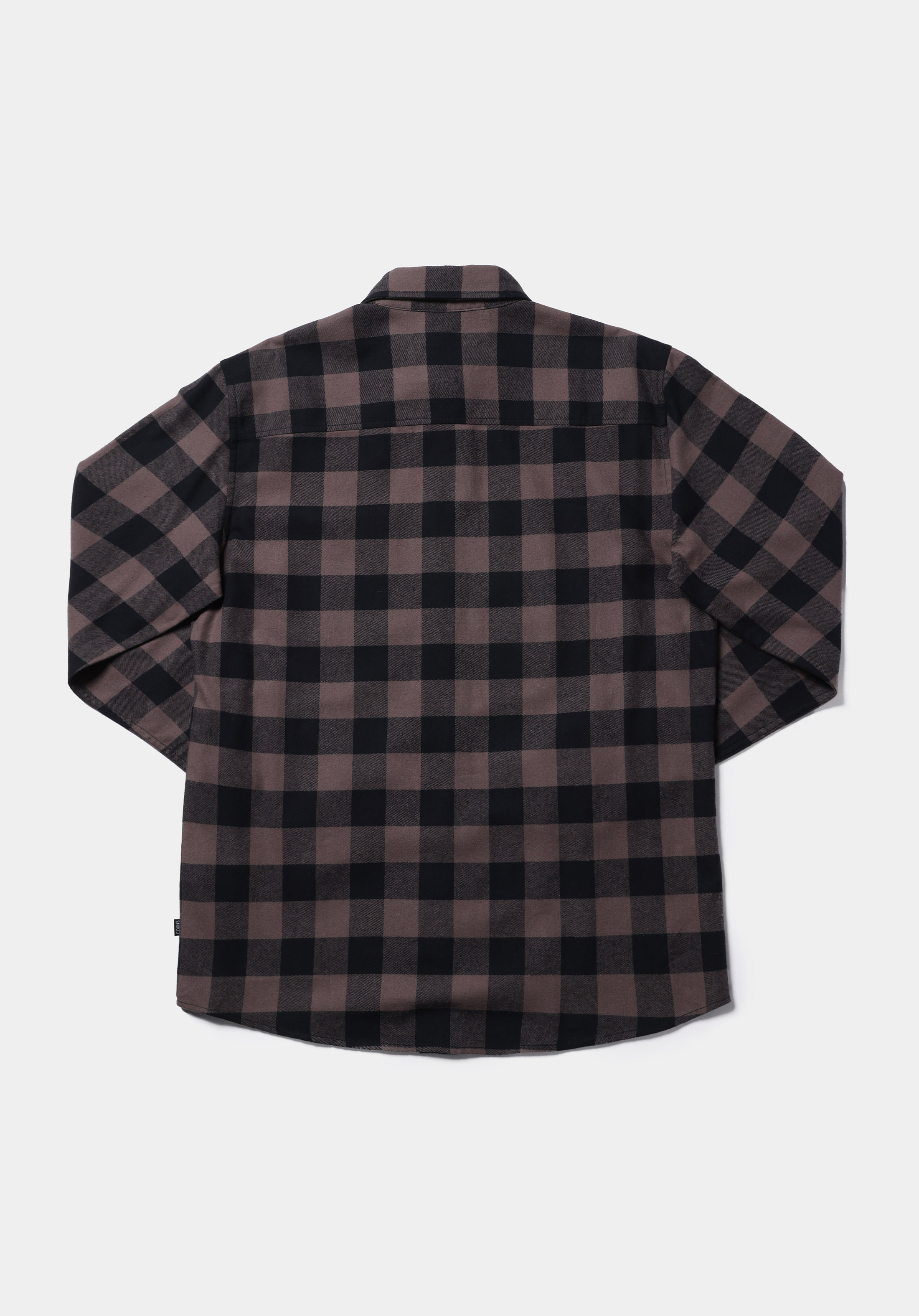 Regular Fit Shirt Neck Kareli Erkek Kahverengi Uzun Kol Gömlek