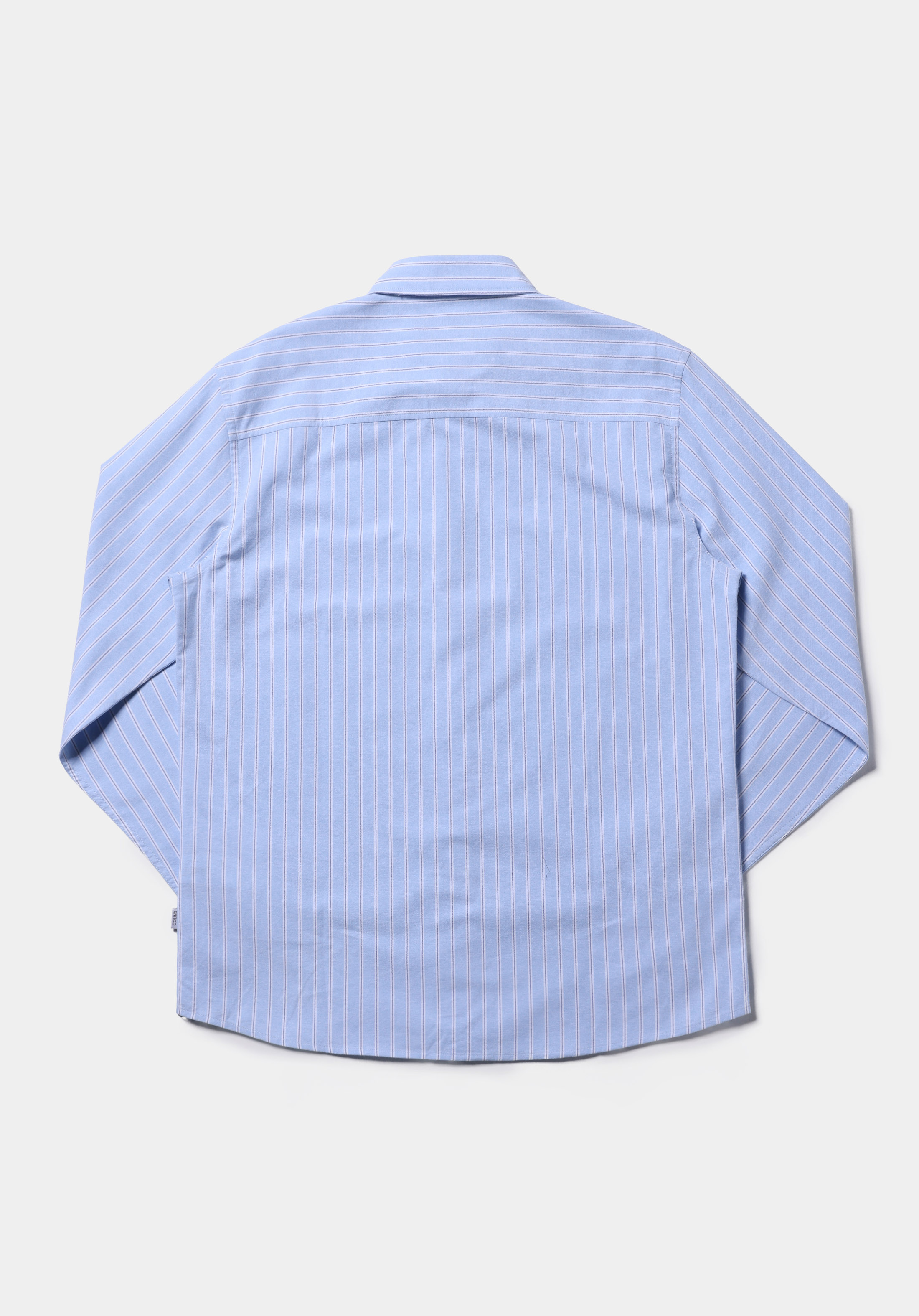 Regular Fit Shirt Neck Çizgili Erkek Mavi Uzun Kol Gömlek