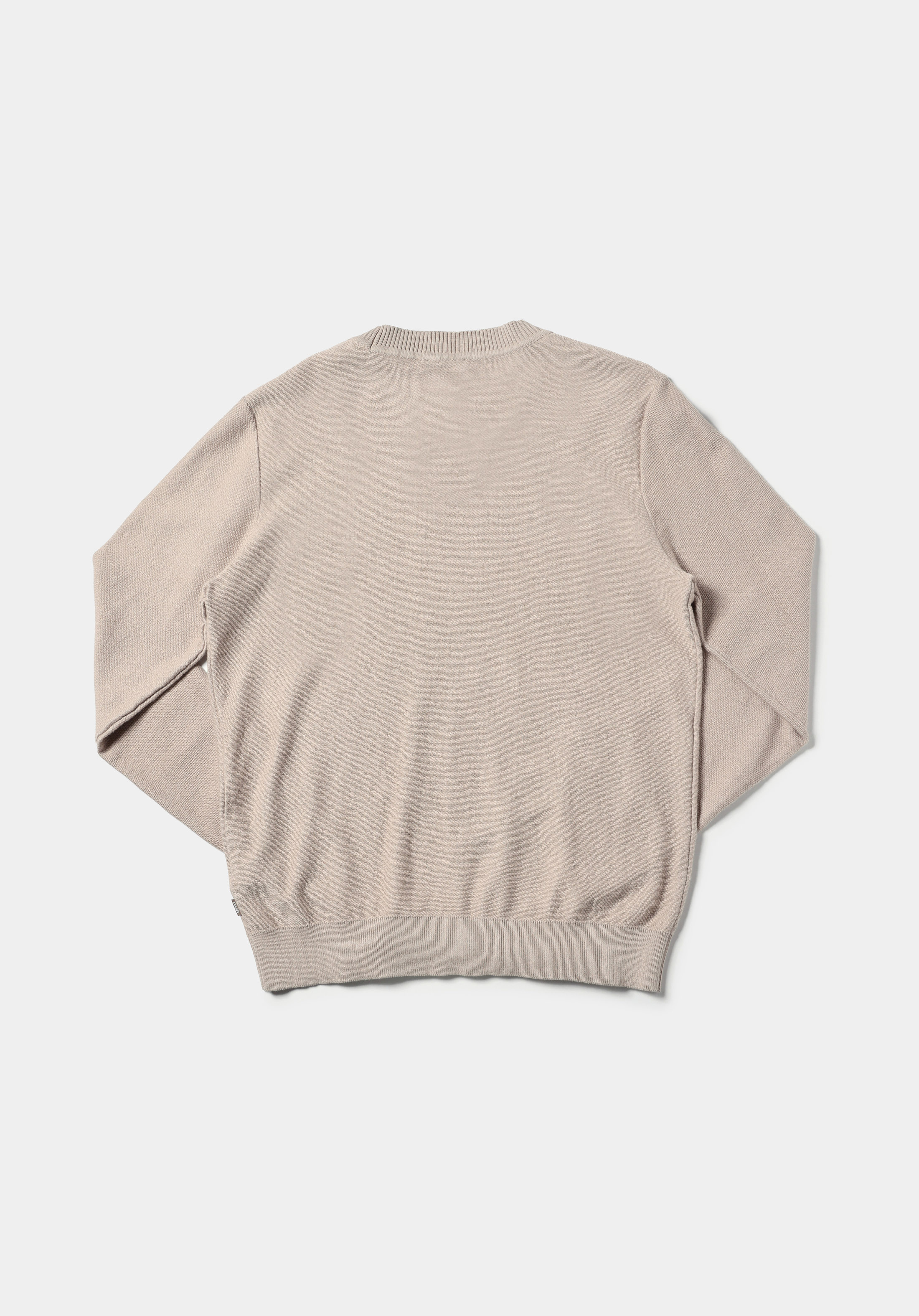 Regular Fit Yuvarlak Yaka Jakarlı Erkek Bej Kazak