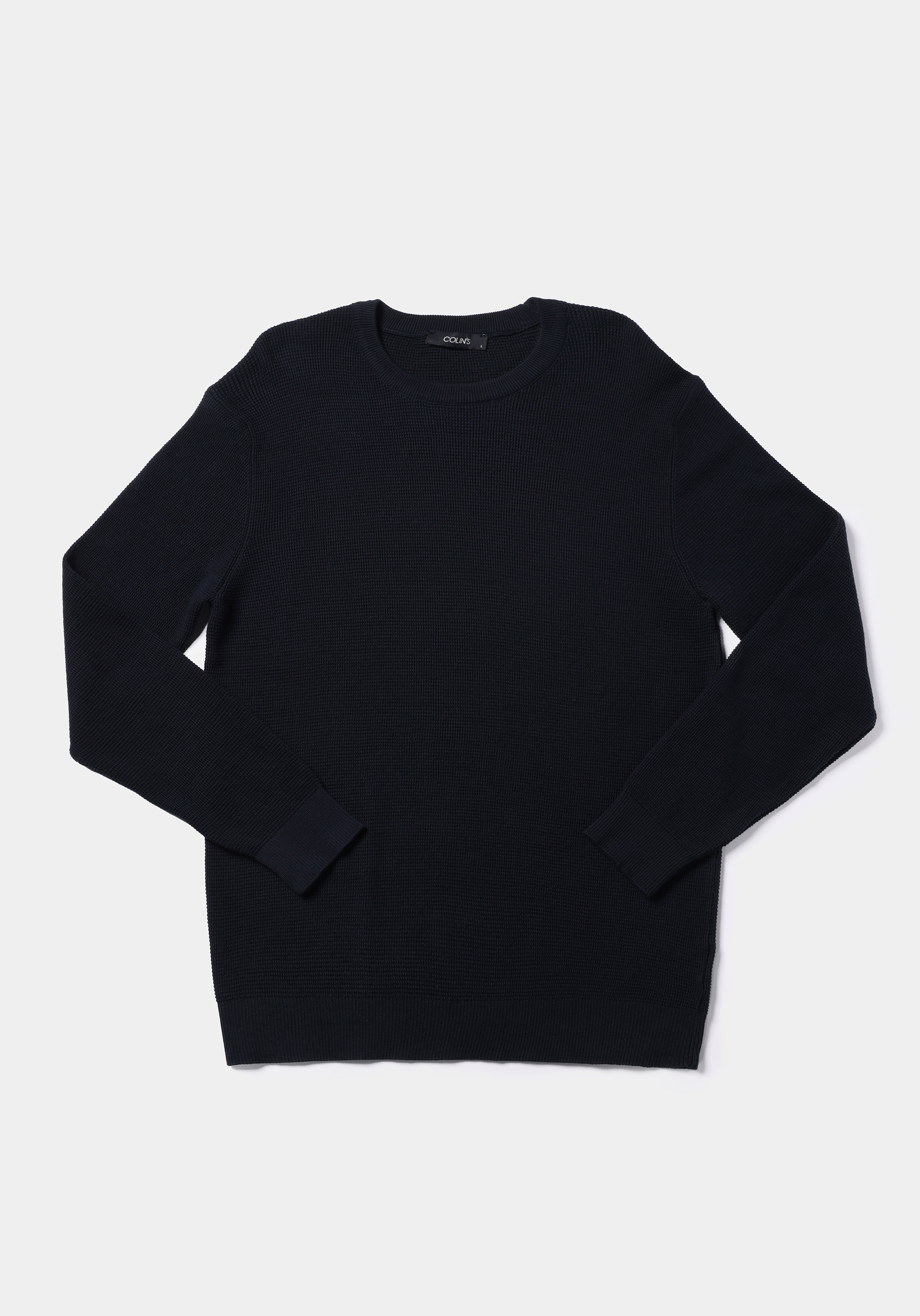 Regular Fit Yuvarlak Yaka Jakarlı Erkek Lacivert Kazak