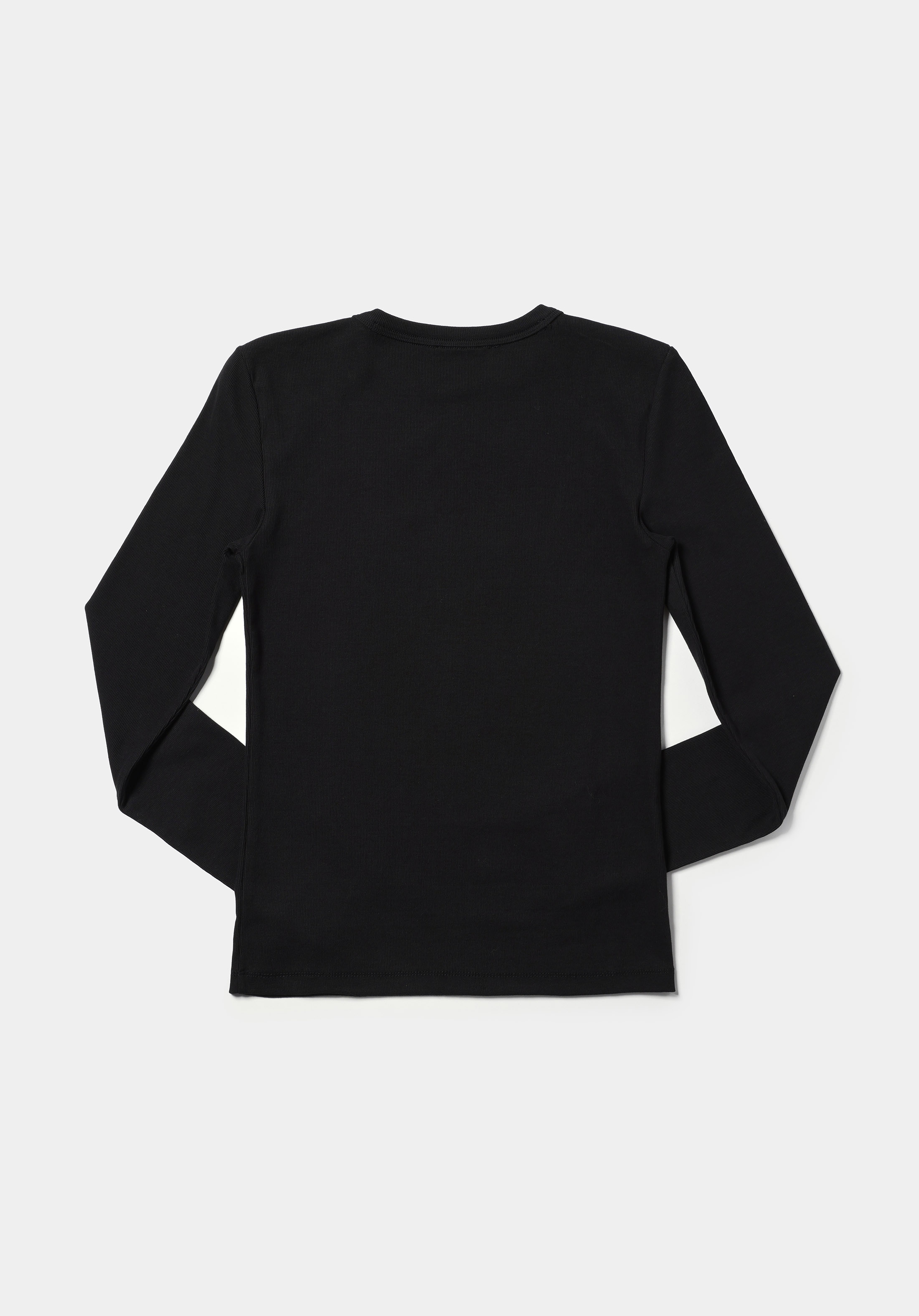 Slim Fit Yuvarlak Yaka Düz Kadın Siyah Uzun Kol Tişört