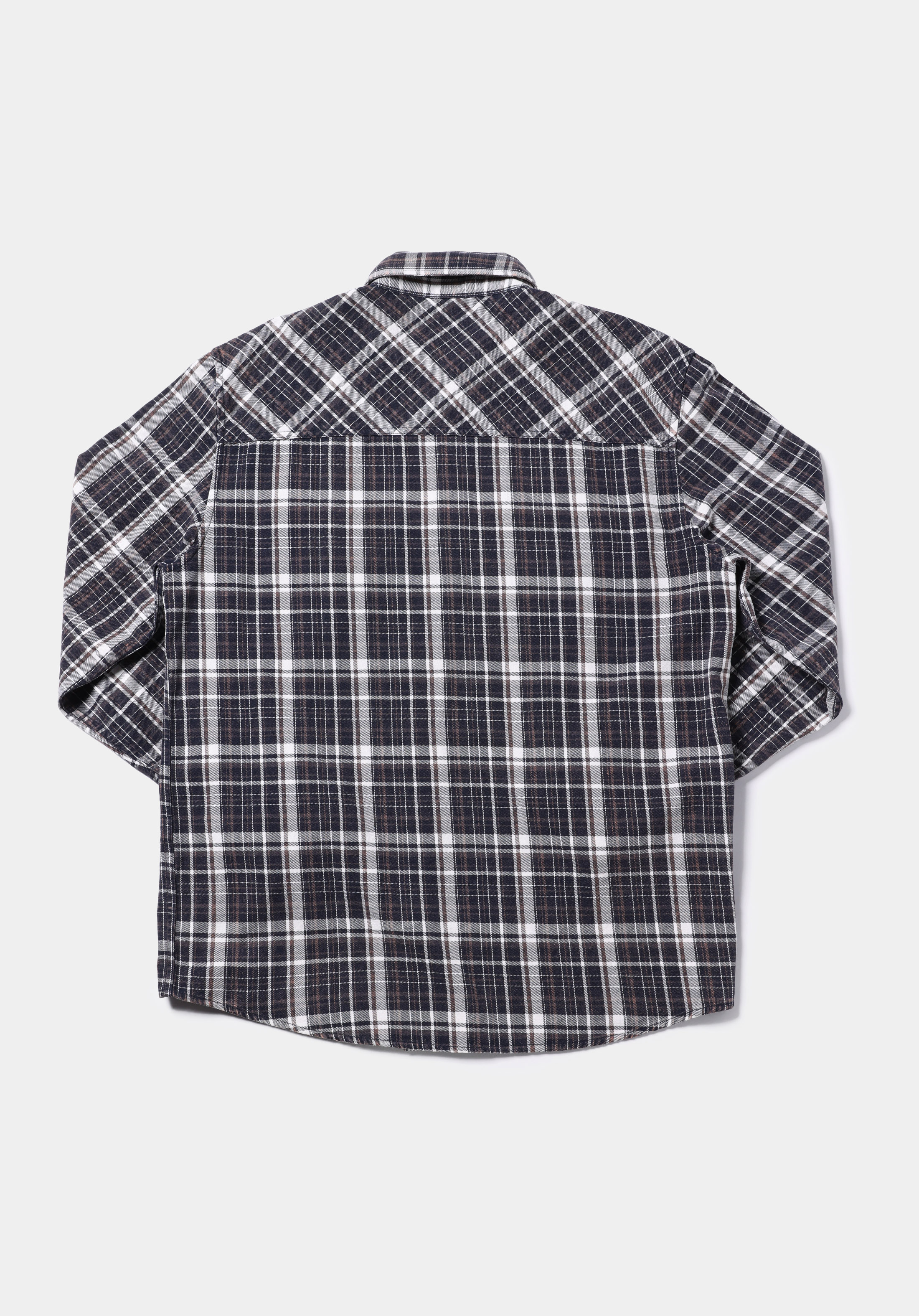 Comfort Fit Shirt Neck Ekoseli Erkek Lacivert Uzun Kol Gömlek