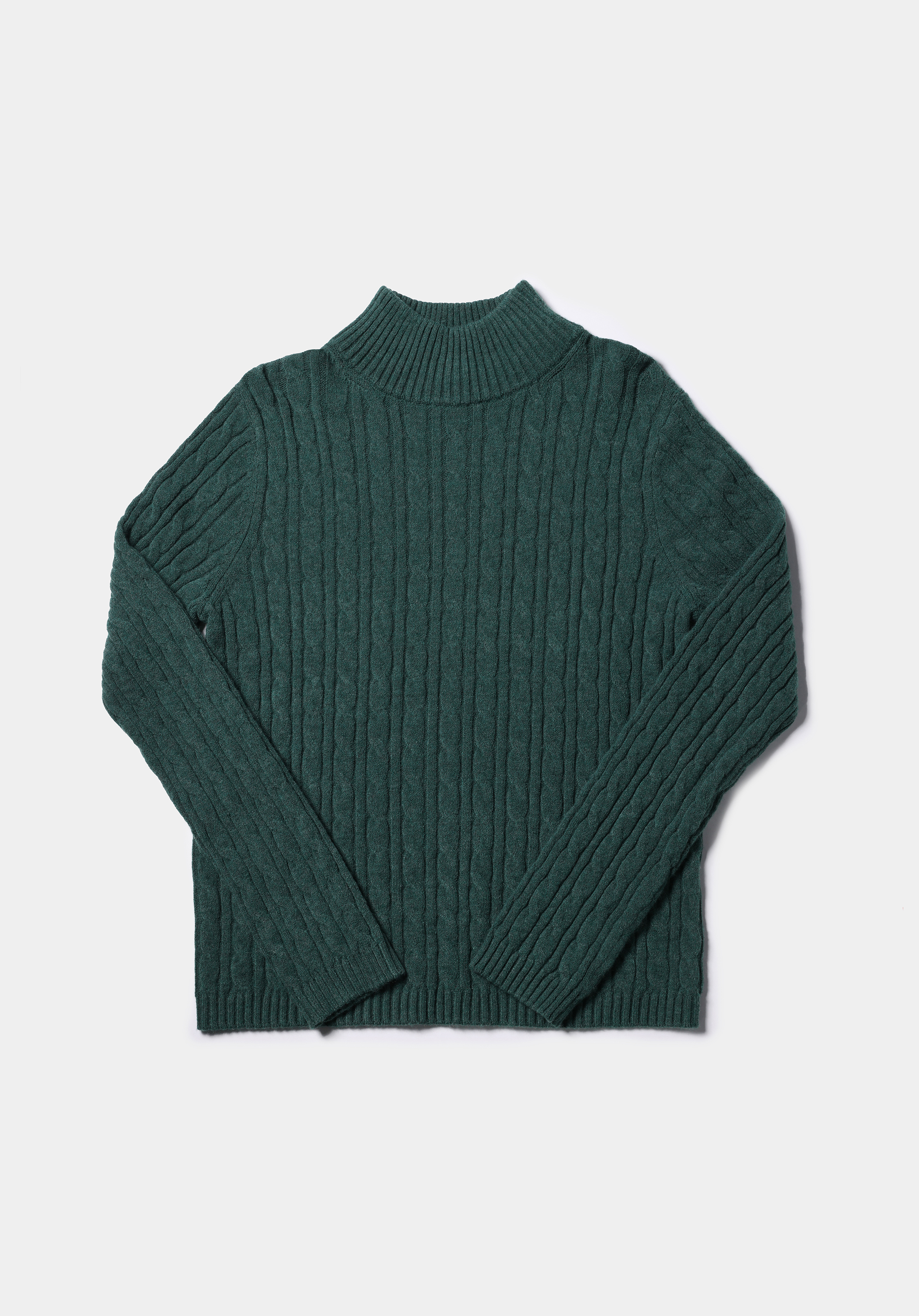 Regular Fit Yarım Balıkçı Yaka Düz Kadın Yeşil Kazak