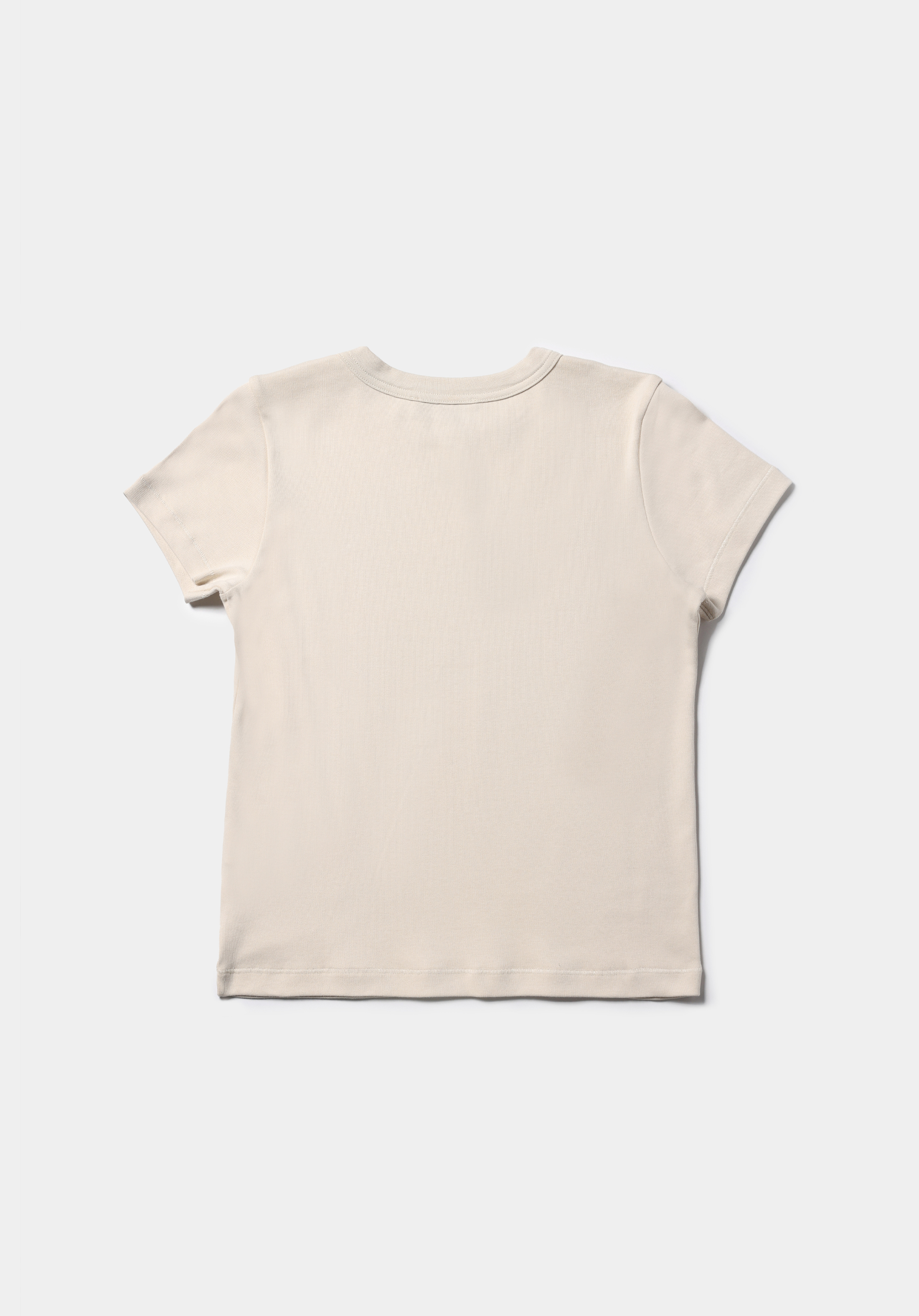 Slim Fit Yuvarlak Yaka Baskılı Kadın Ekru Kısa Kol Tişört