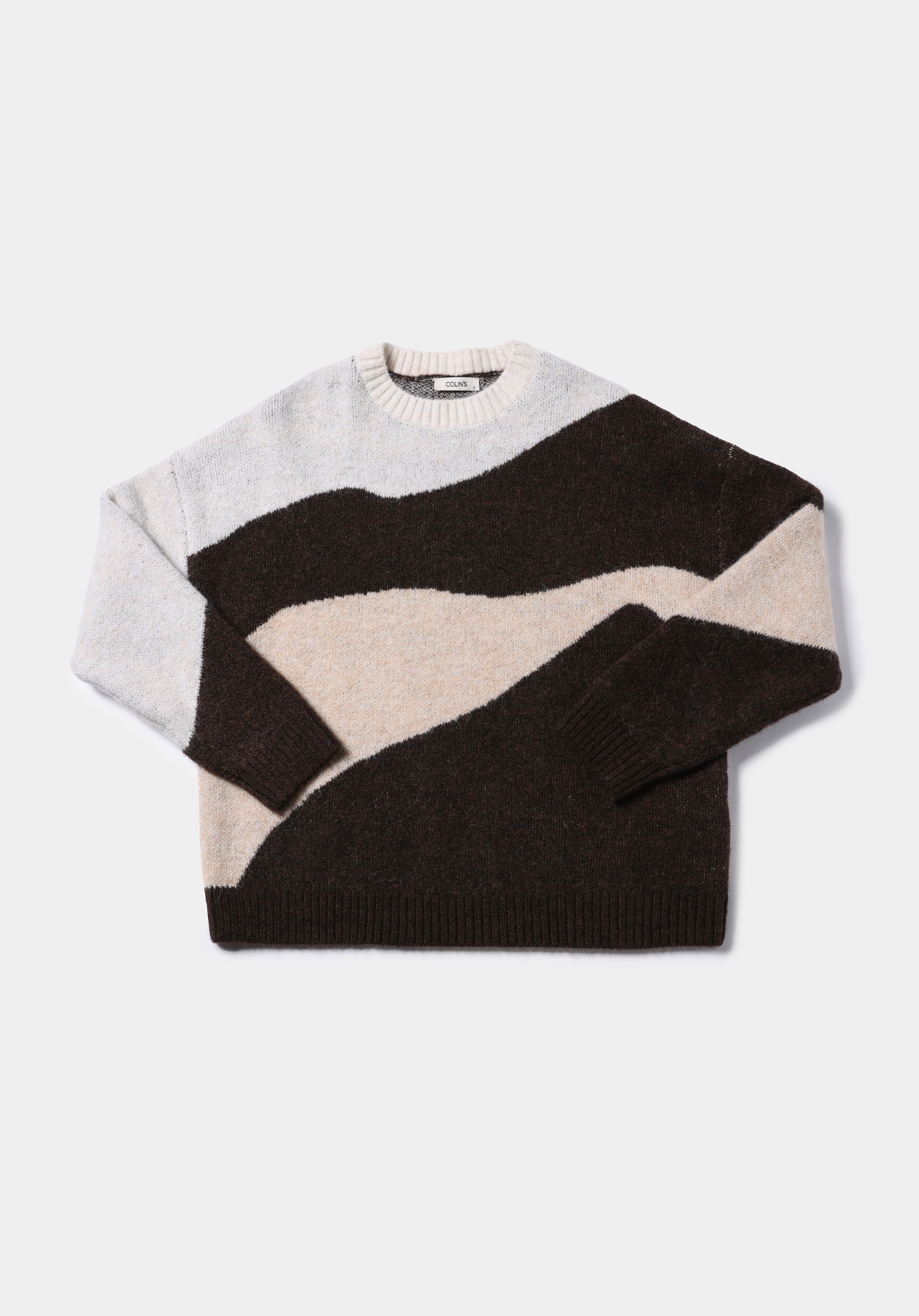 Regular Fit Yuvarlak Yaka Baskılı Kadın Çok Renkli Kazak