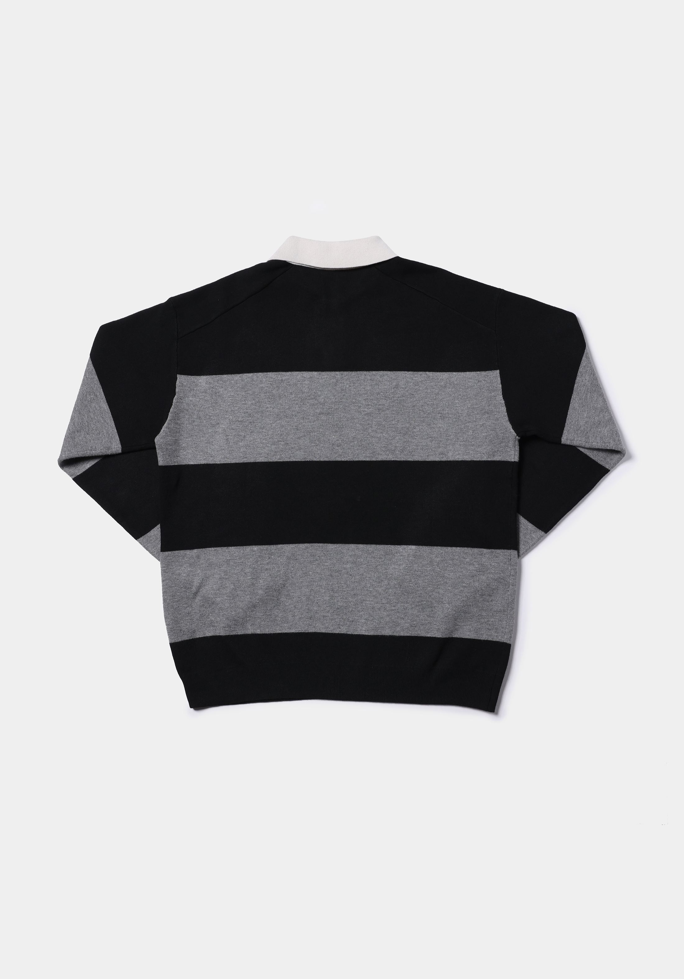 Comfort Fit Polo Yaka Jakarlı Erkek Siyah Kazak