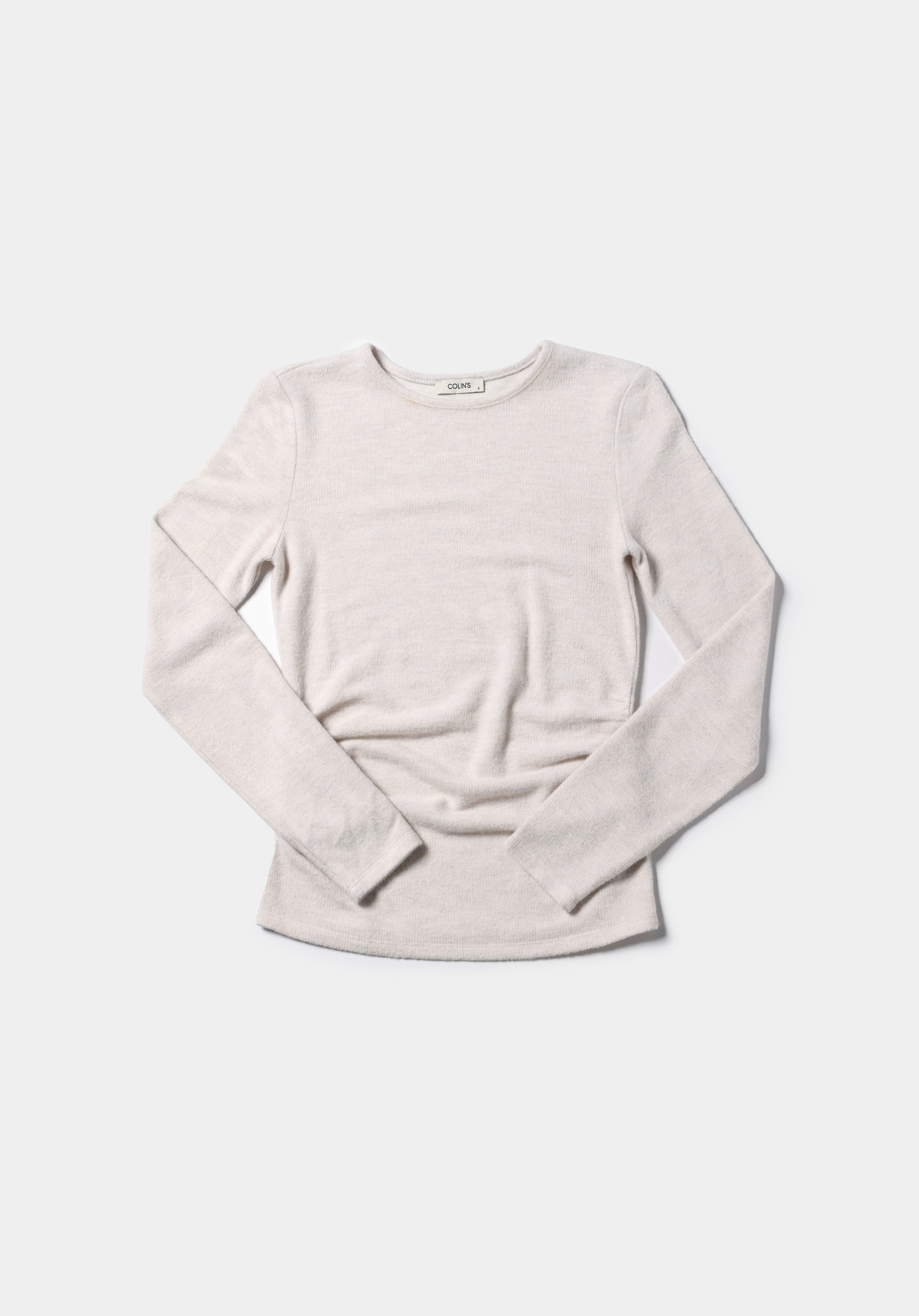 Slim Fit Yuvarlak Yaka Düz Kadın Ekru Tişört