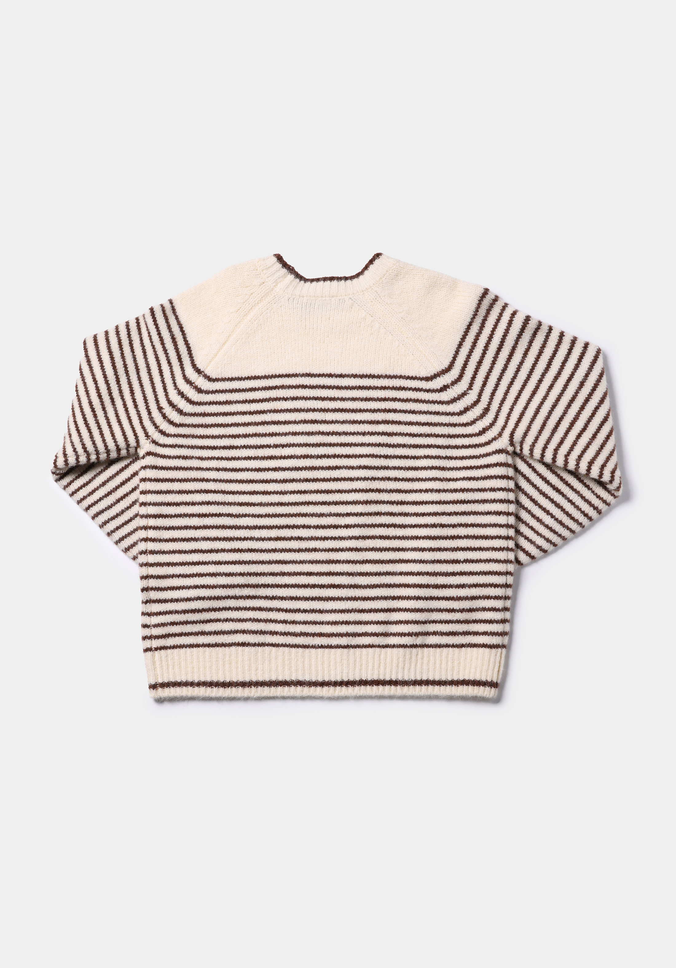 Regular Fit Yuvarlak Yaka Çizgili Kadın Bej Kazak
