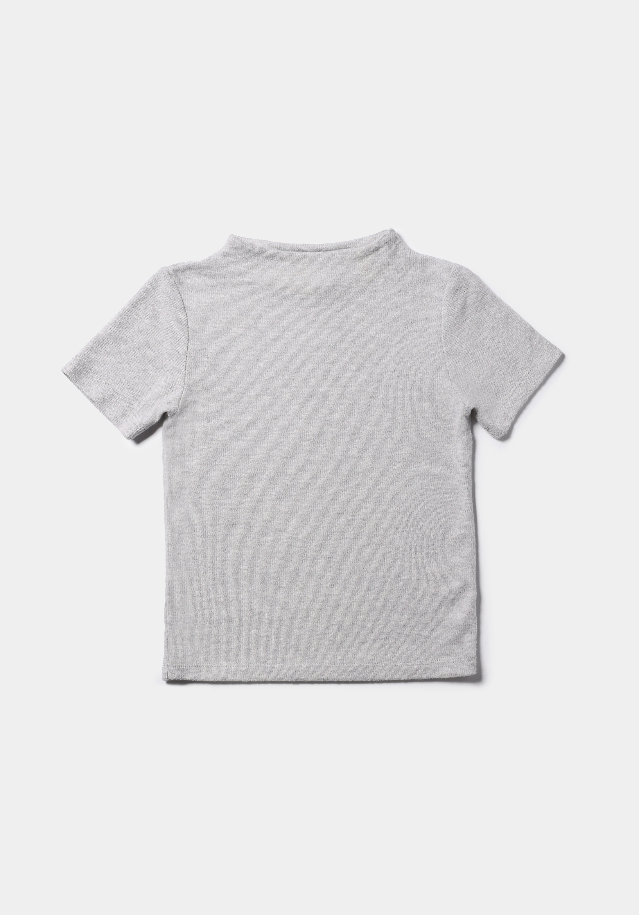 Slim Fit Dik Yaka Düz Kadın Gri Kısa Kol Tişört