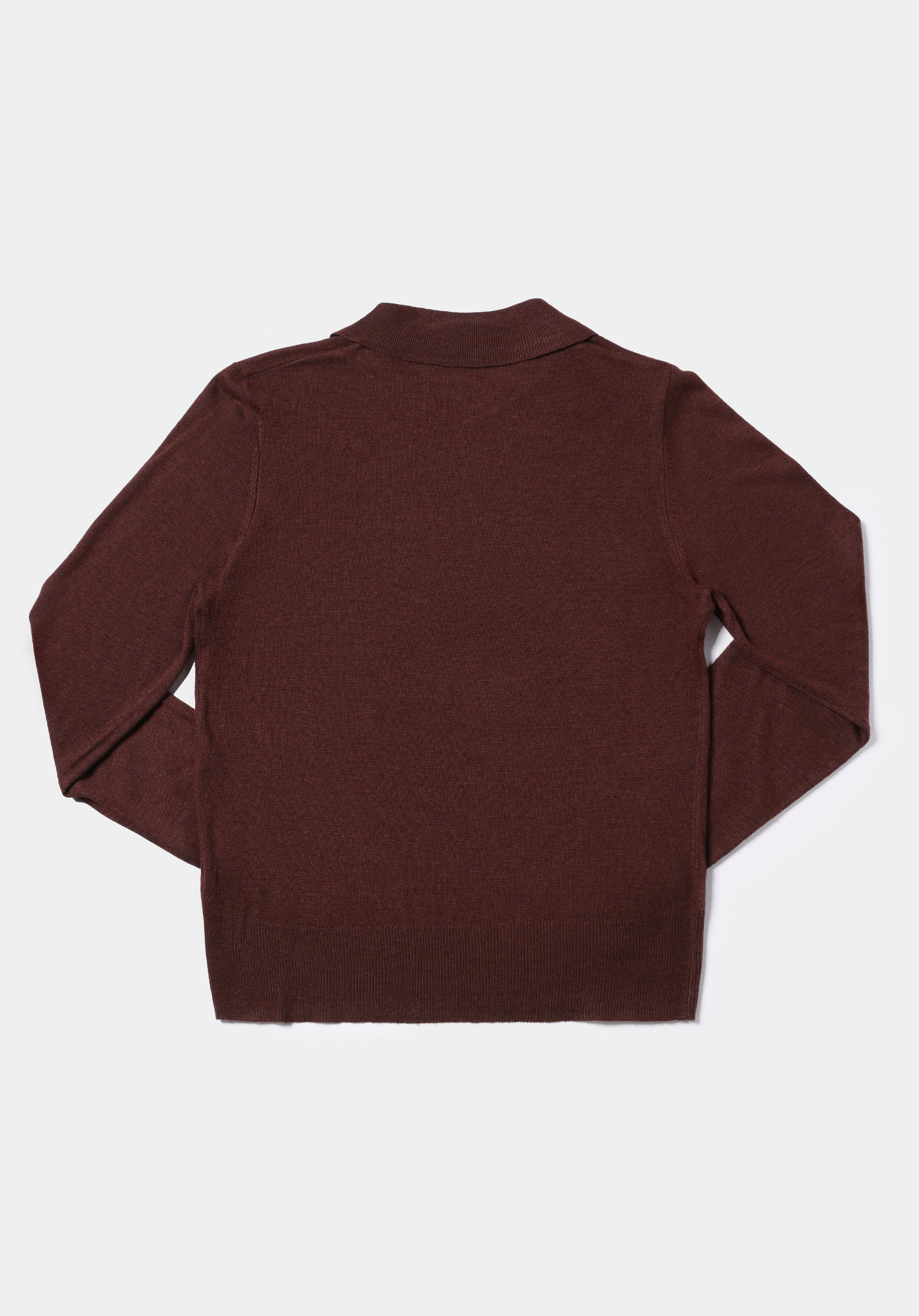 Slim Fit Polo Yaka Düz Kadın Kahverengi Kazak