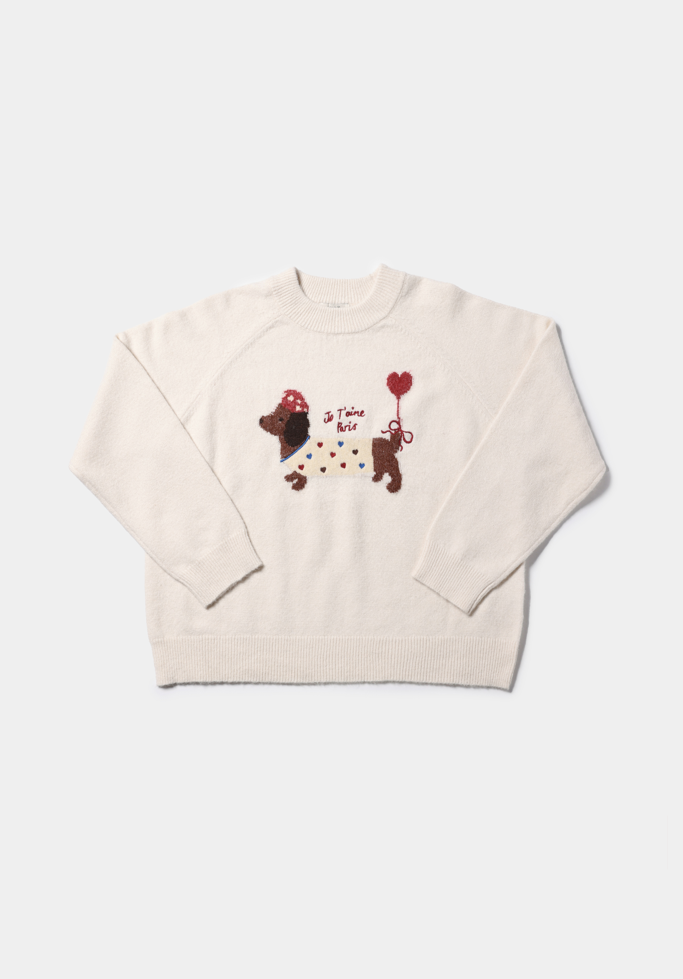 Relaxed Fit Yuvarlak Yaka Baskılı Kadın Ekru Kazak