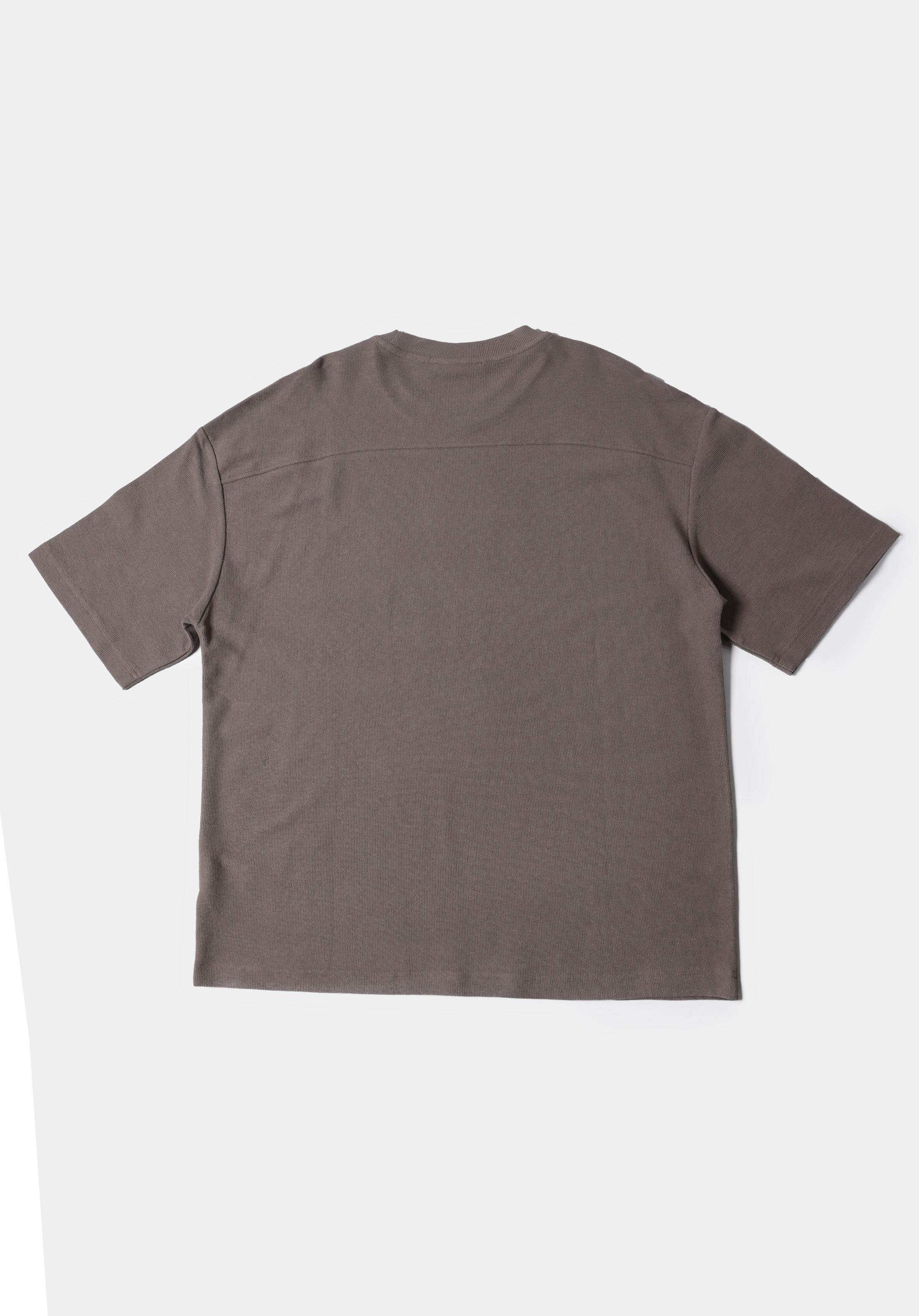 Oversize Fit Yuvarlak Yaka Düz Erkek Gri Kısa Kol Tişört