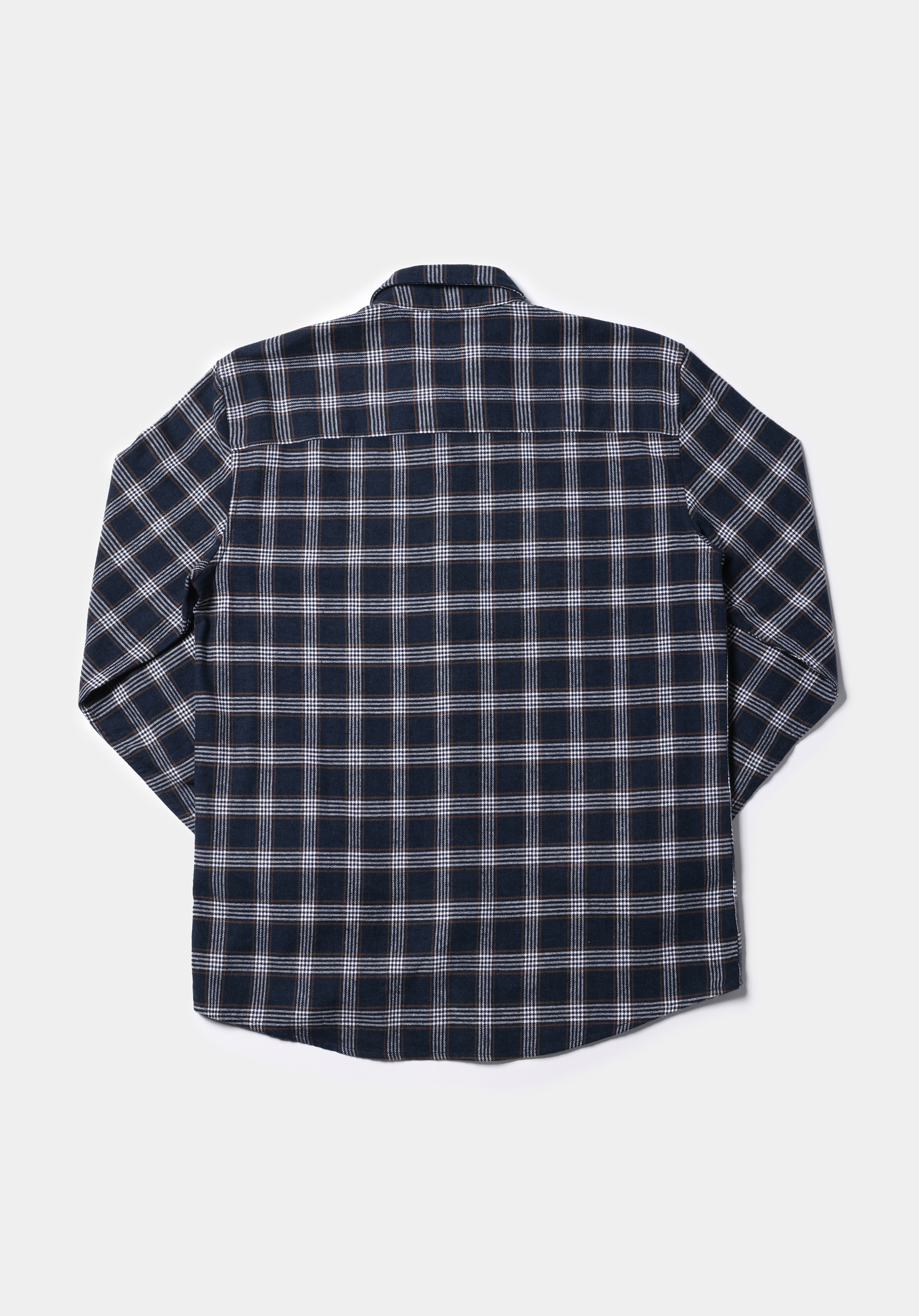 Slim Fit Shirt Neck Ekoseli Erkek Lacivert Uzun Kol Gömlek