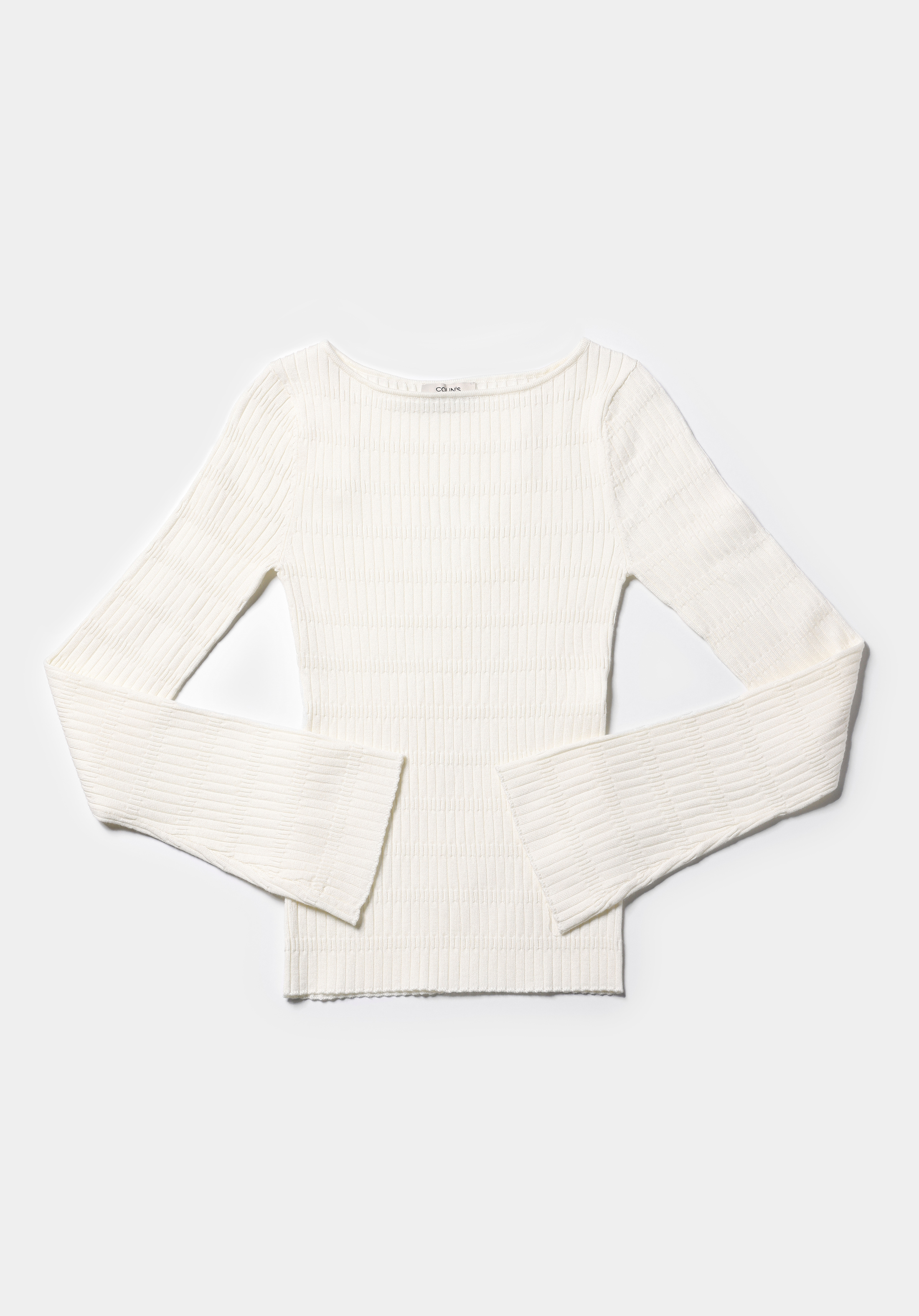 Slim Fit Kayık Yaka Düz Kadın Beyaz Kazak