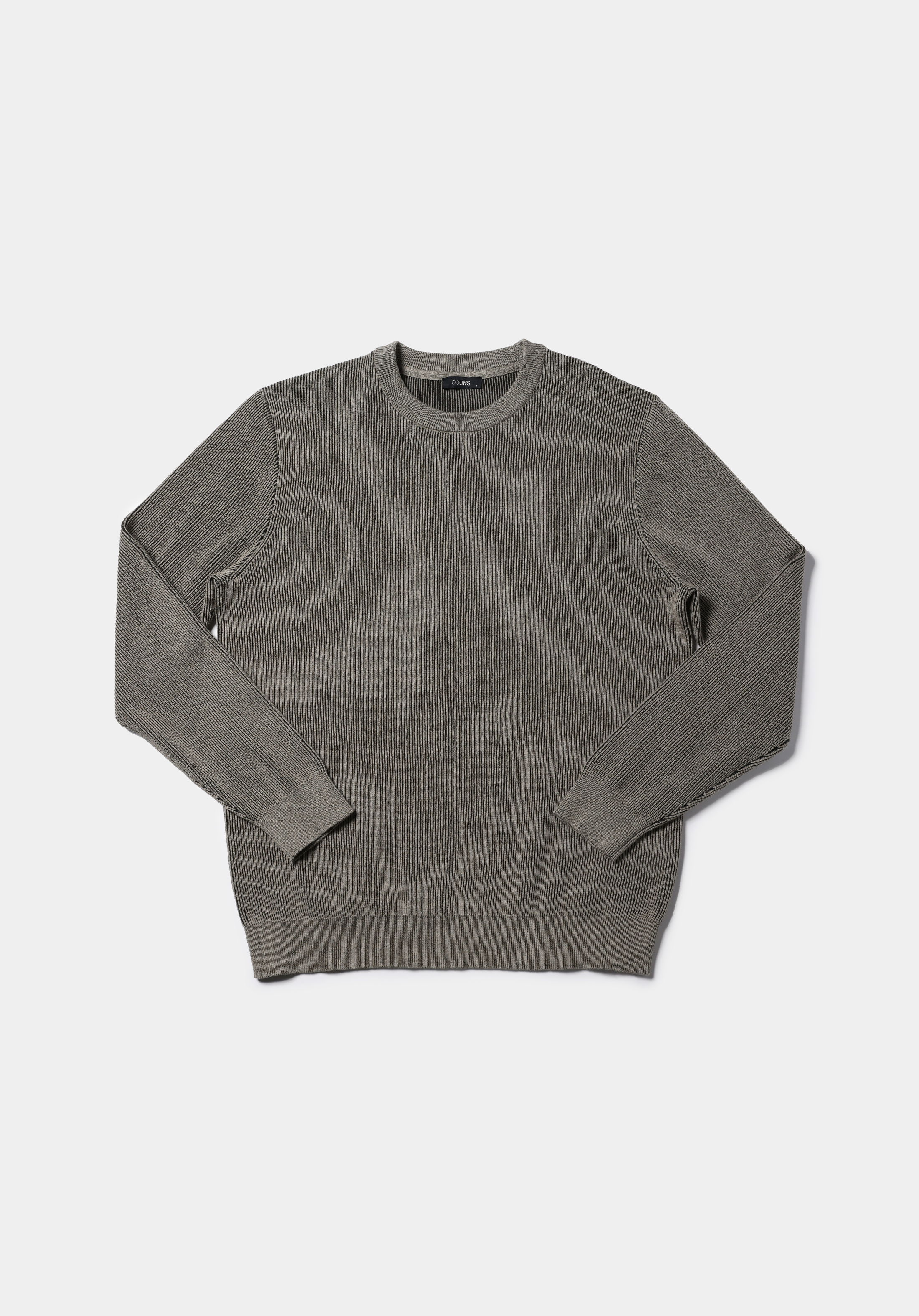 Regular Fit Yuvarlak Yaka Jakarlı Erkek Yeşil Kazak