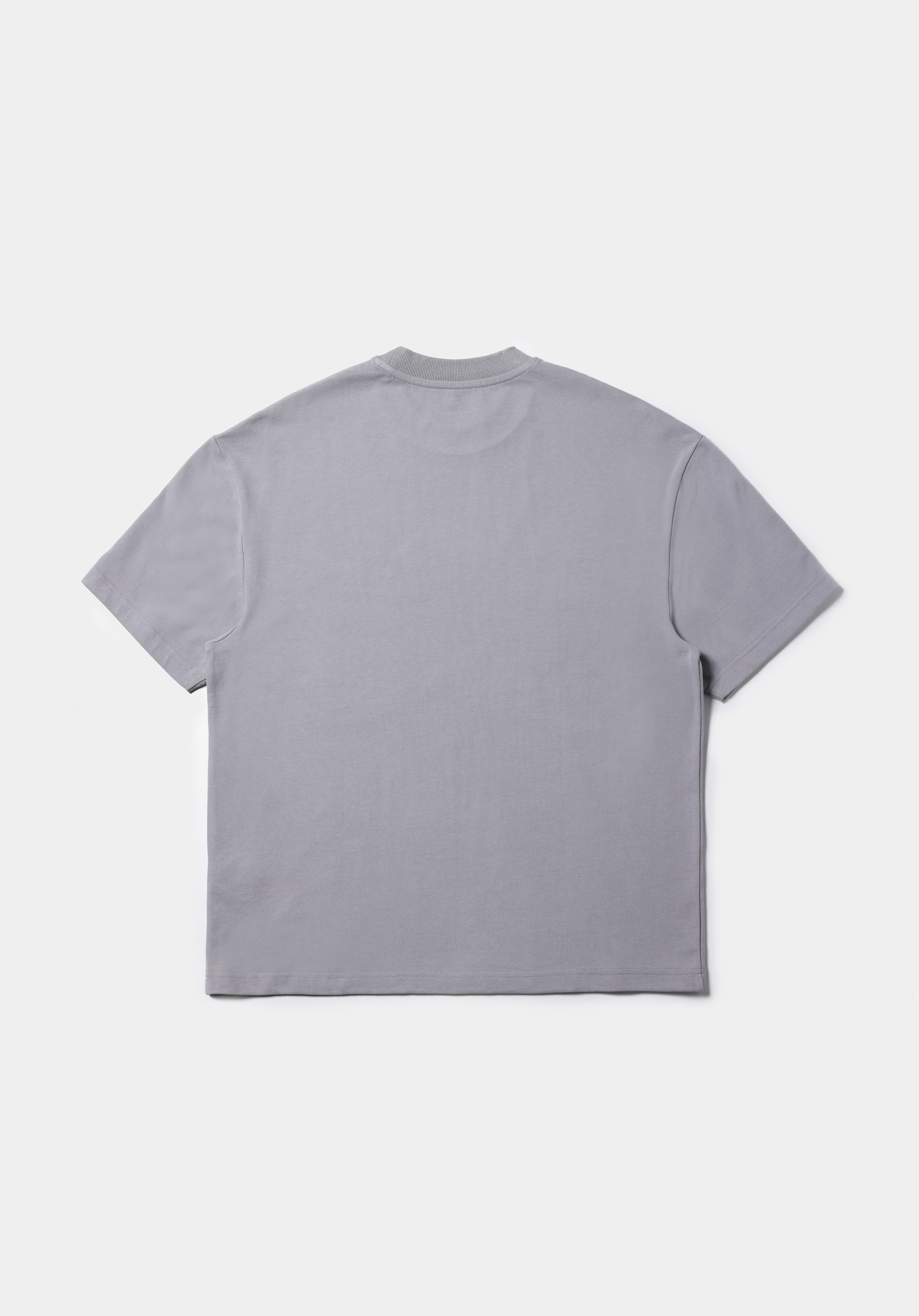 Oversize Fit Yuvarlak Yaka Düz Erkek Gri Kısa Kol Tişört