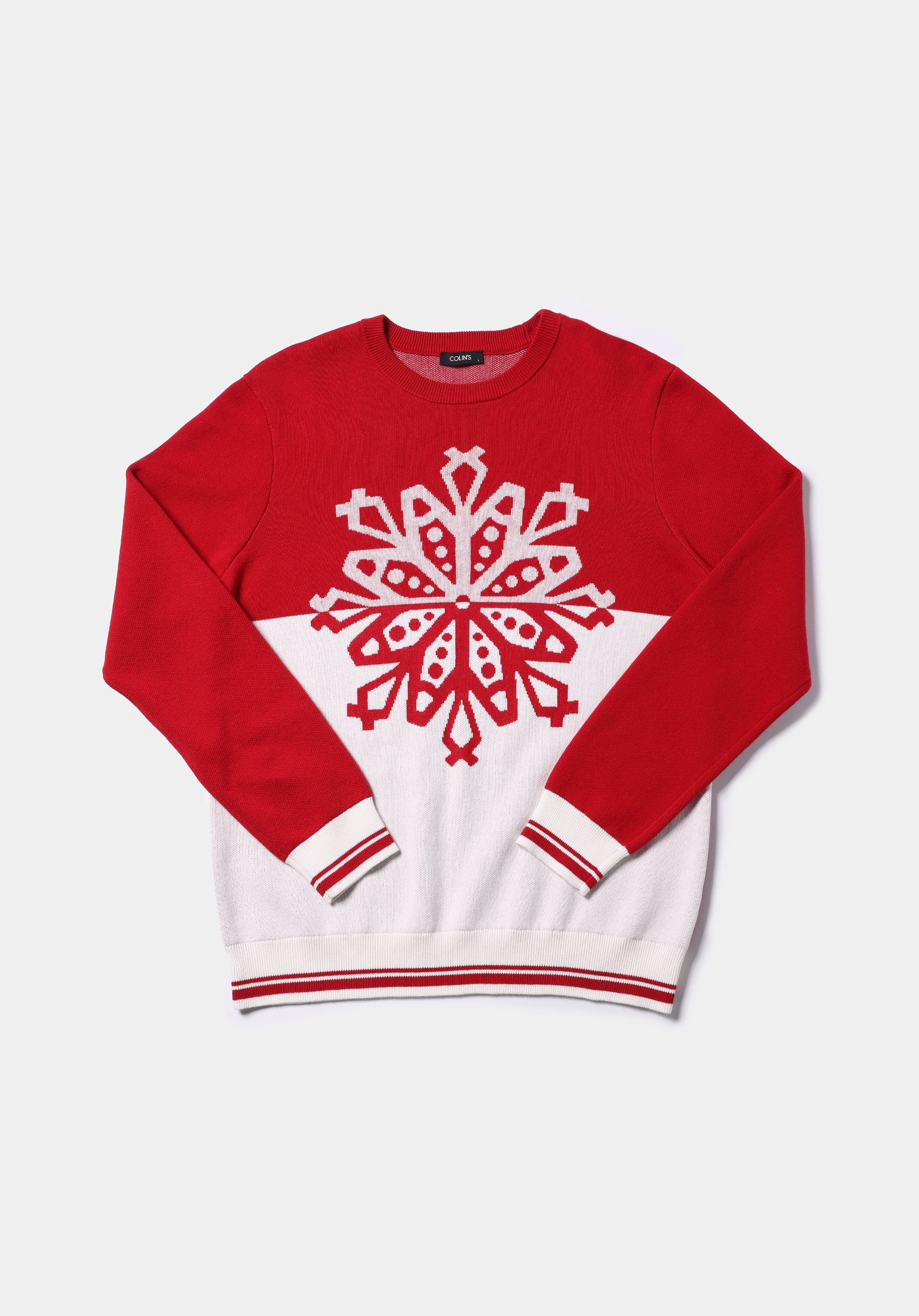 Regular Fit Yuvarlak Yaka Jakarlı Erkek Kirmizi Kazak