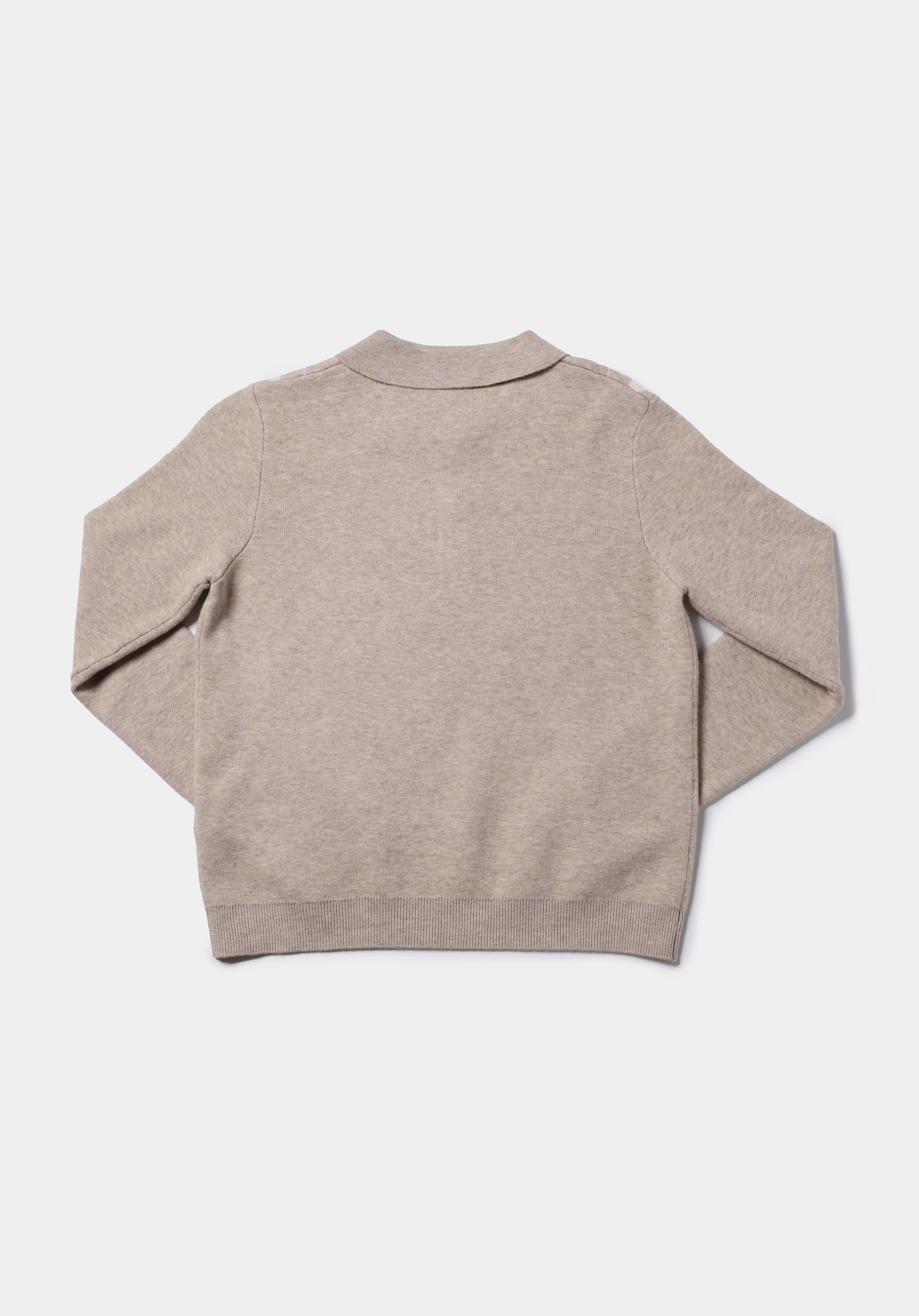 Regular Fit Polo Yaka Baskılı Kadın Bej Kazak