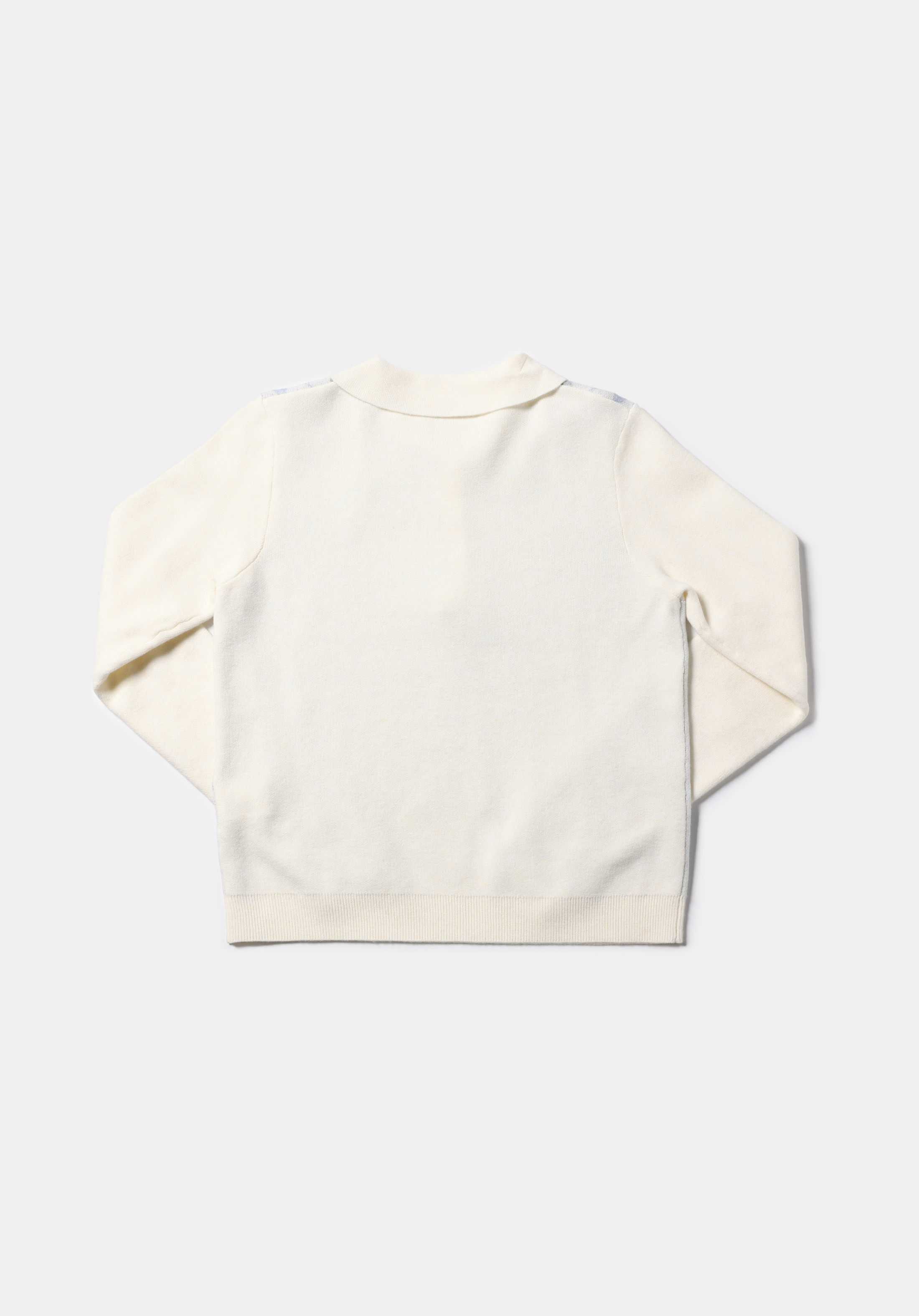 Regular Fit Polo Yaka Baskılı Kadın Beyaz Kazak