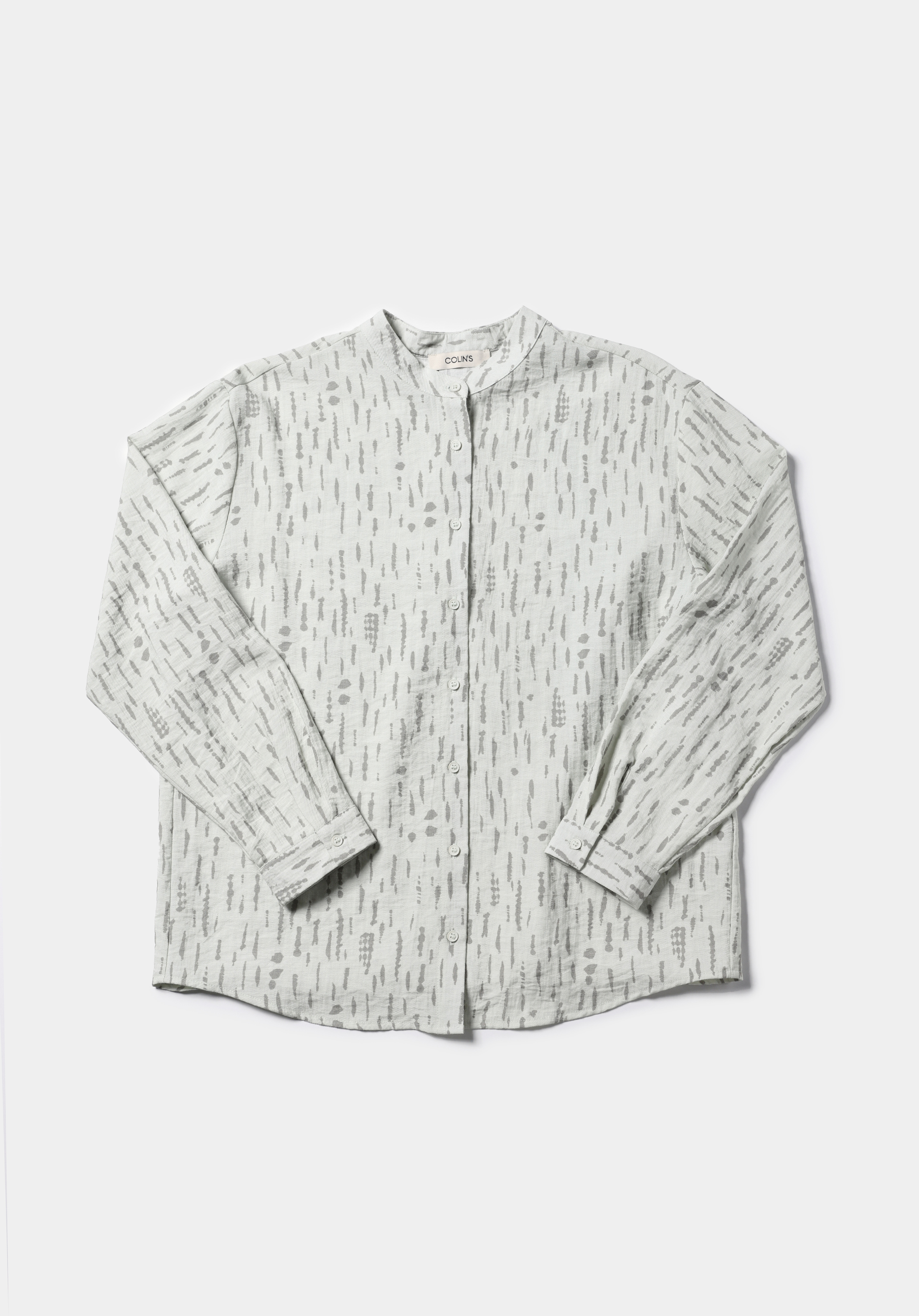 Regular Fit Hakim Yaka Baskılı Kadın Yeşil Uzun Kol Gömlek