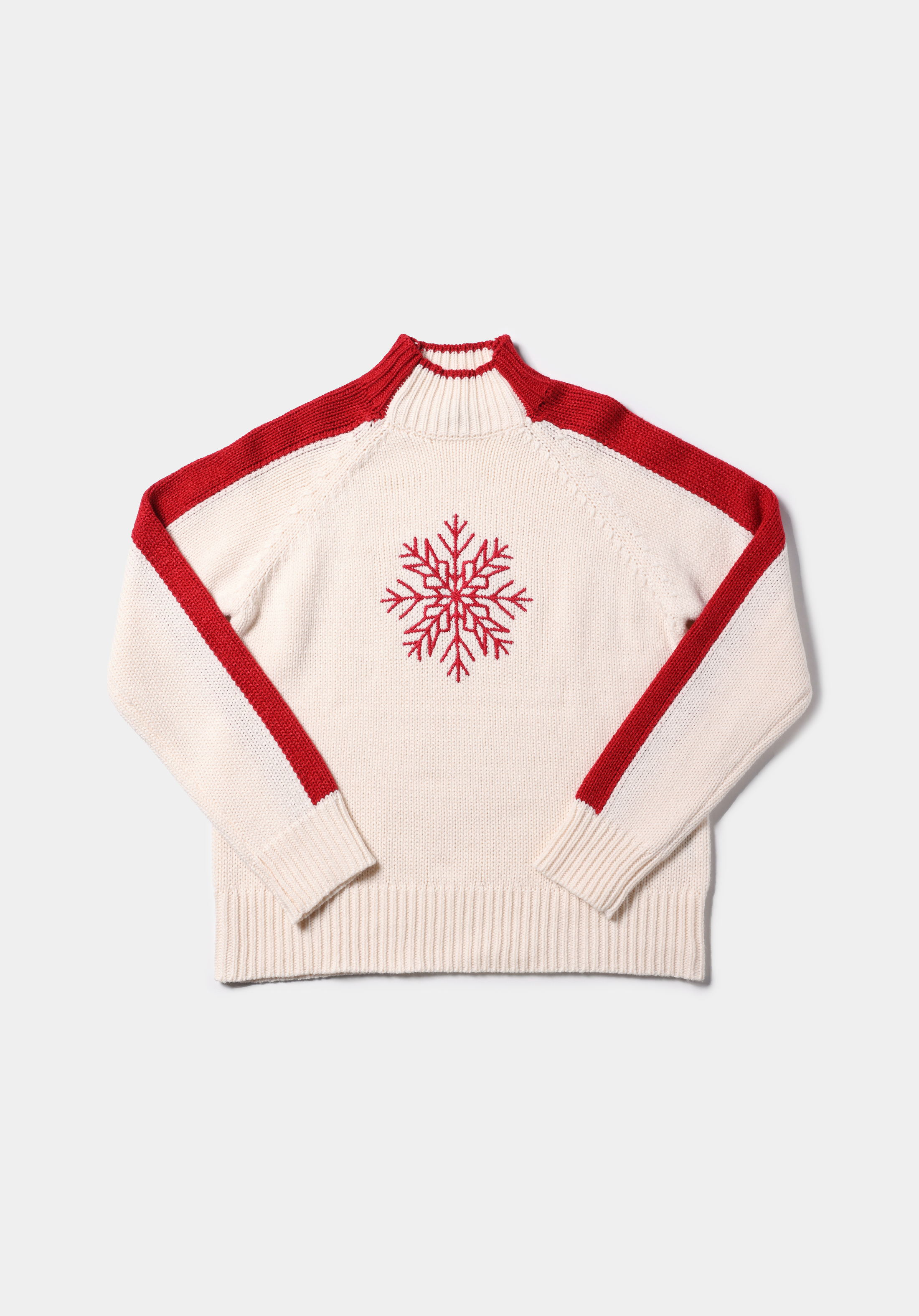 Regular Fit Dik Yaka Nakışlı Kadın Ekru Kazak