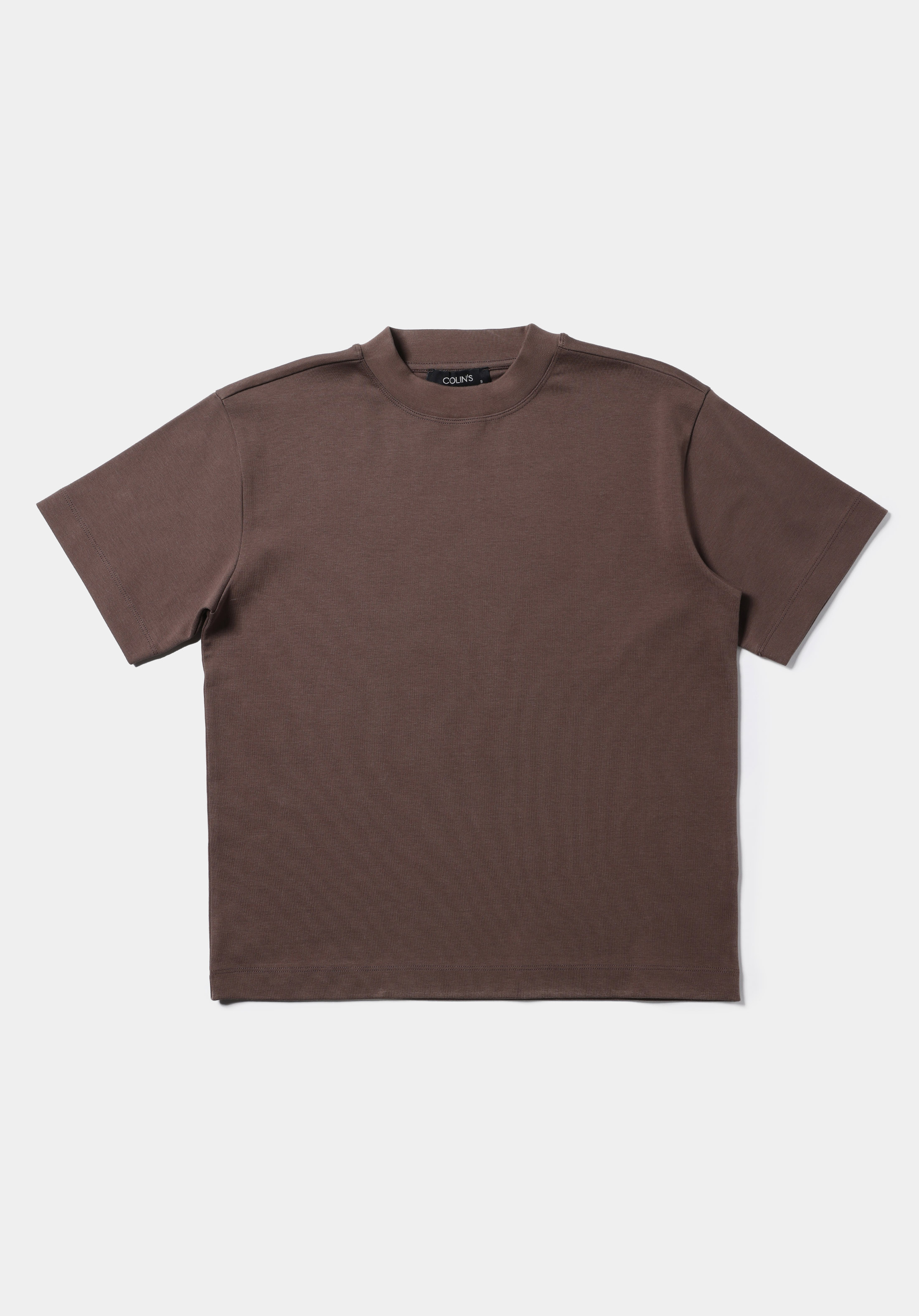 Regular Fit Yuvarlak Yaka Düz Kadın Kahverengi Kısa Kol Tişört