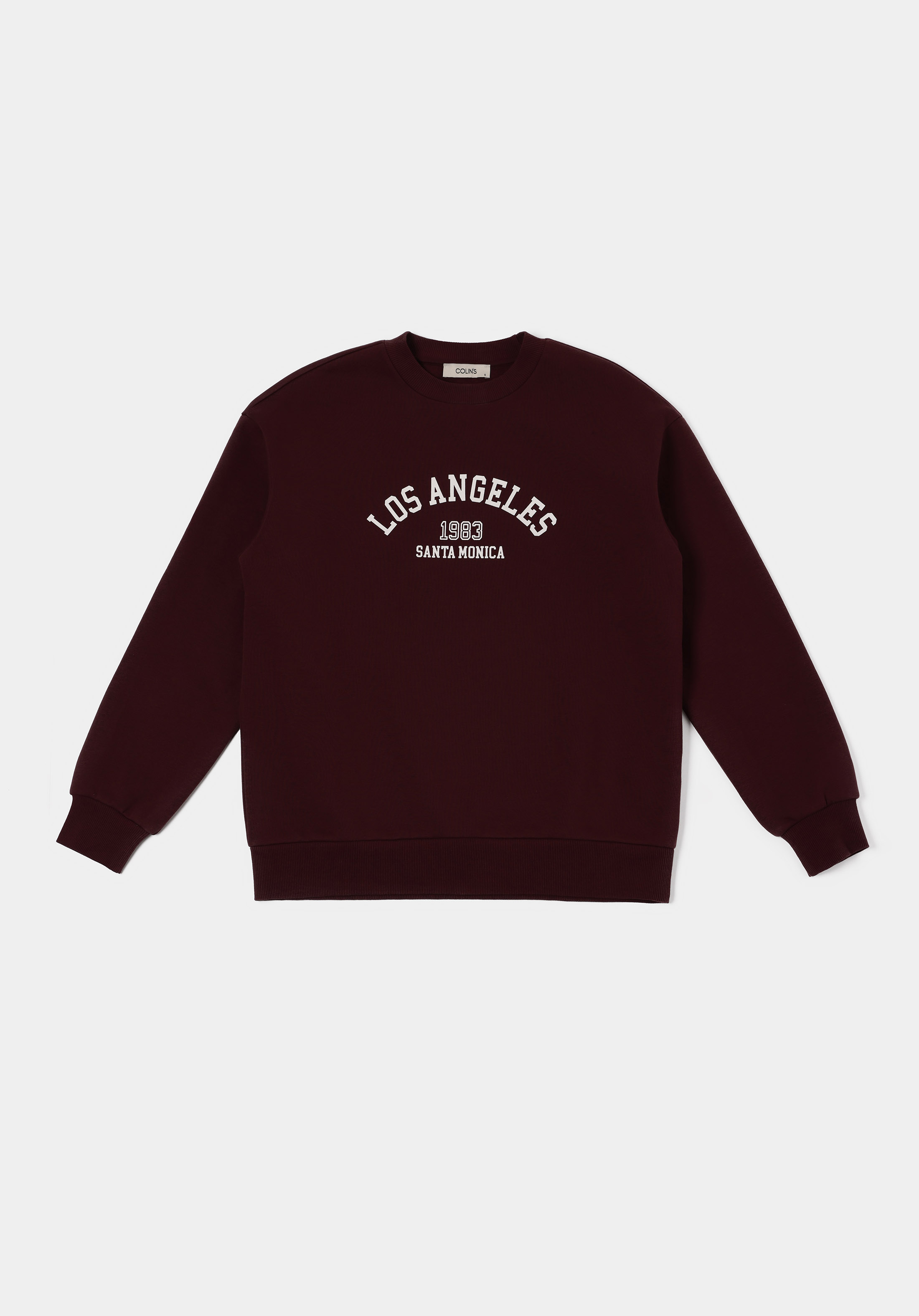 Regular Fit Yuvarlak Yaka Baskılı Kadın Bordo Sweatshirt
