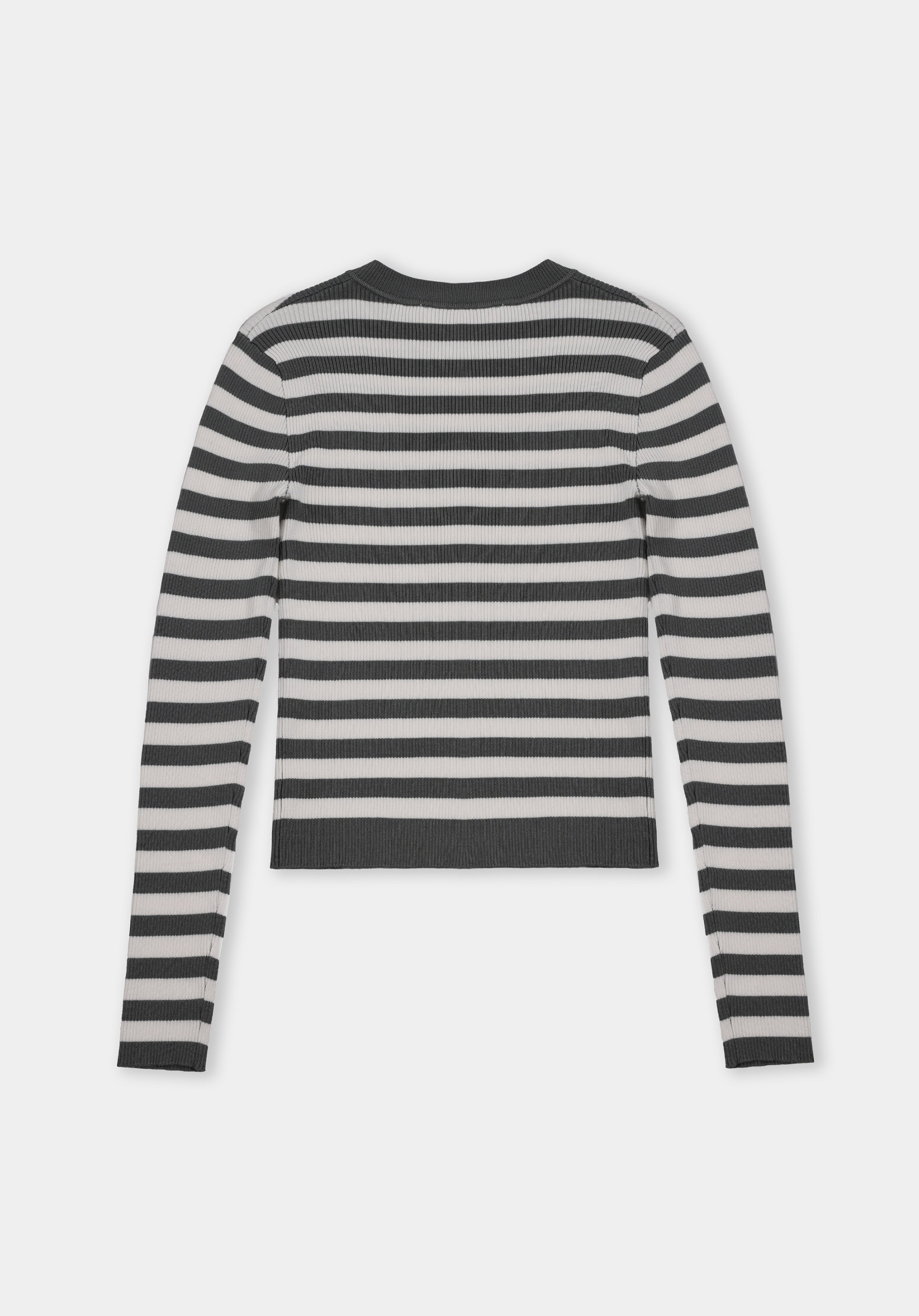 Slim Fit Yuvarlak Yaka Çizgili Kadın Yeşil Kazak